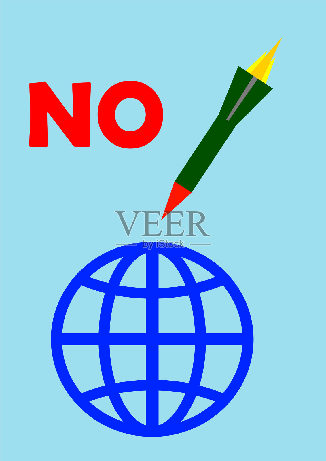 一枚核火箭飞向地球插画图片素材