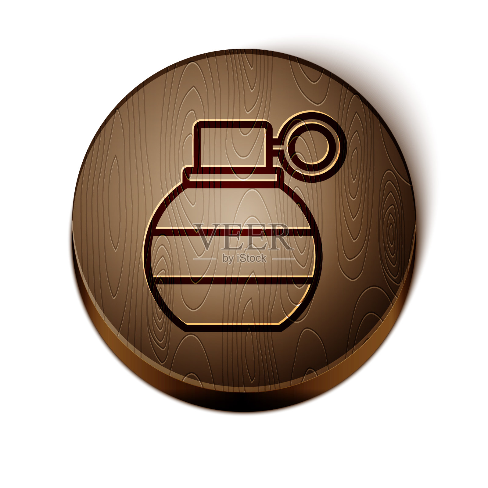 棕色线手雷图标孤立在白色插画图片素材