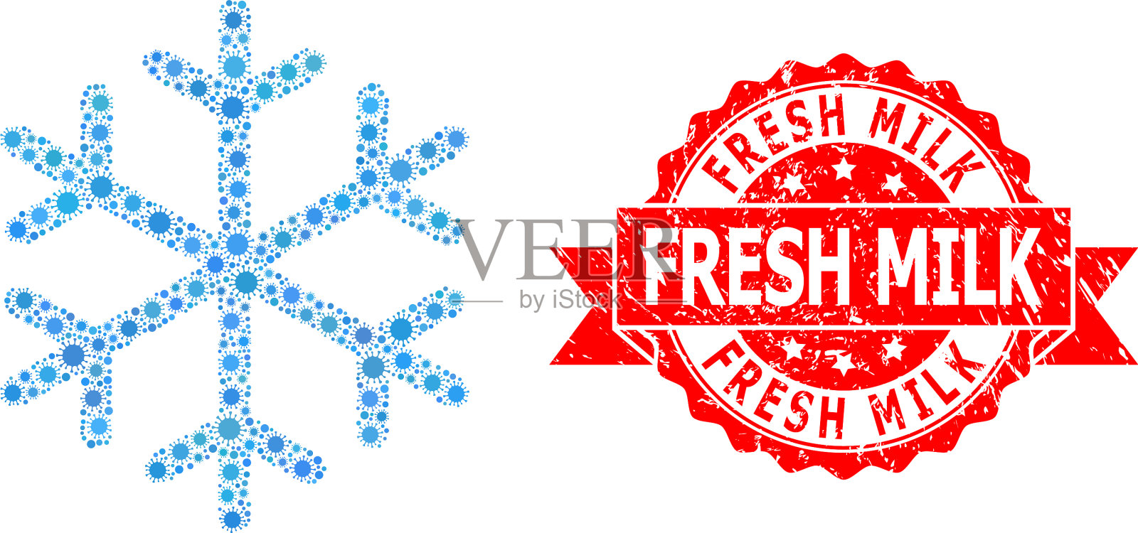 危难鲜奶海豹和2019冠状病毒马赛克插画图片素材