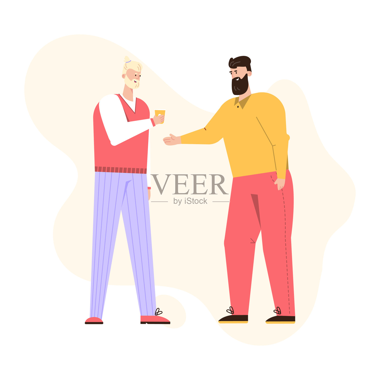 两个男人笑着喝咖啡聊天设计元素图片