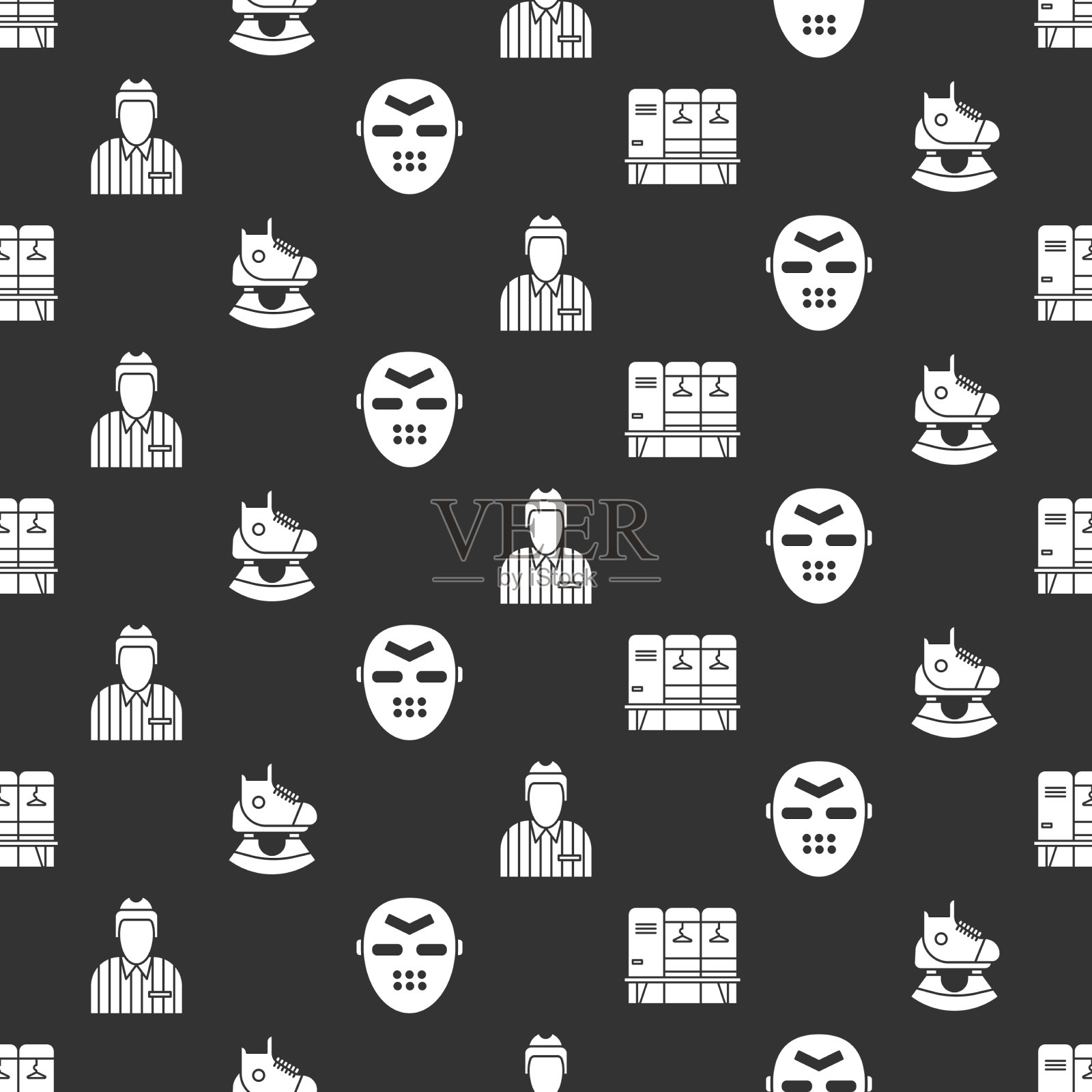 设置更衣室或更衣室溜冰曲棍球裁判图标素材