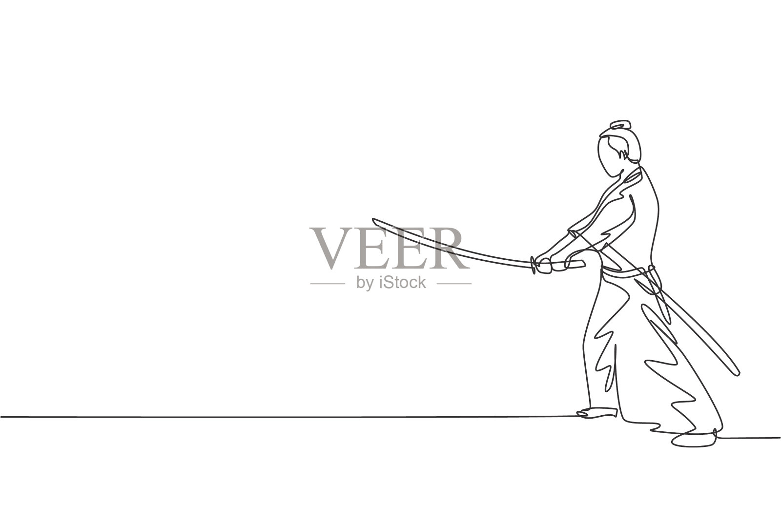 单线连续画年轻强壮设计元素图片