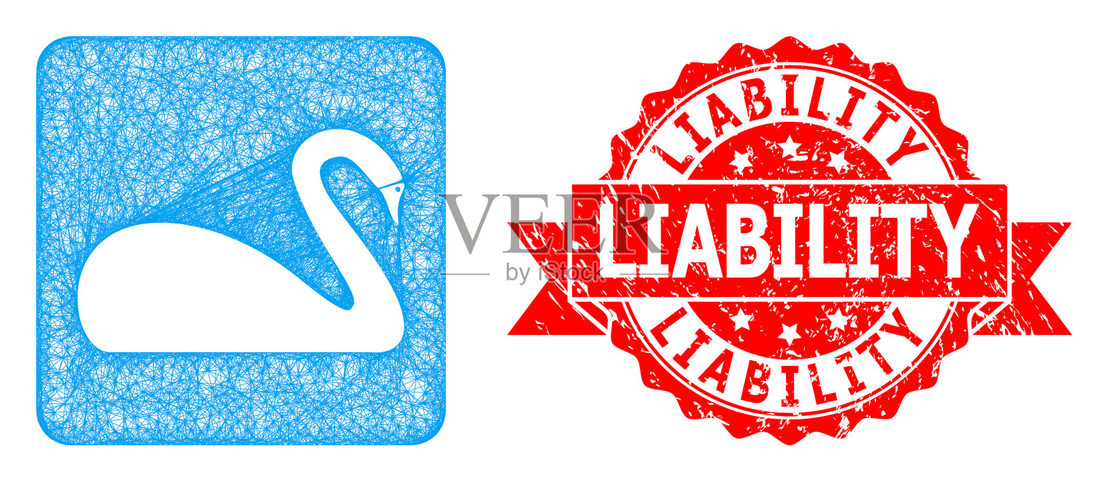 垃圾垃圾责任封条和网络天鹅偶像插画图片素材