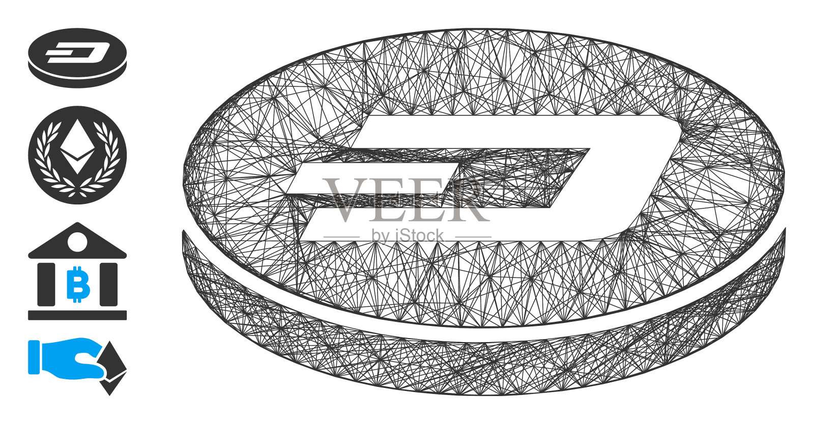 破折号硬币网插画图片素材