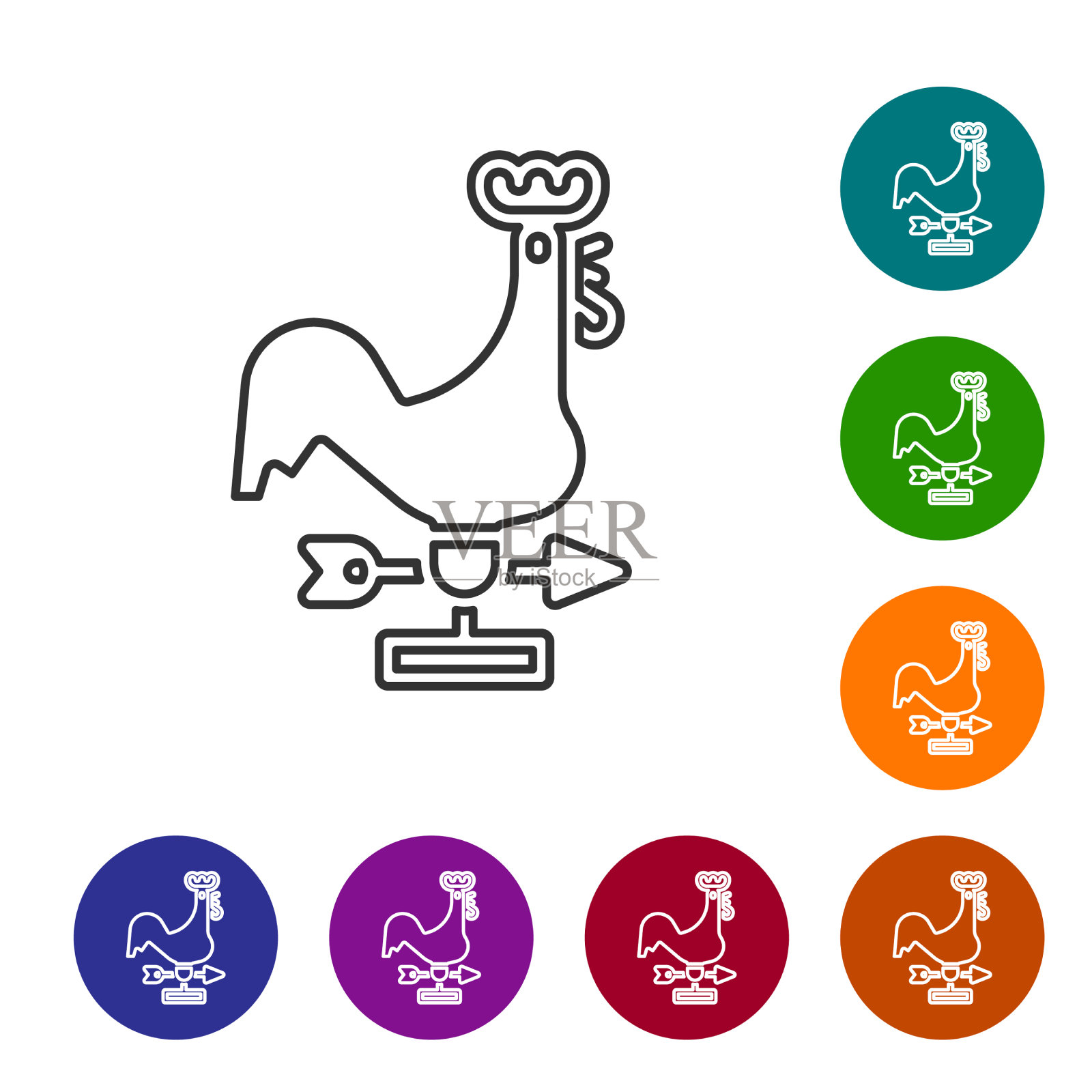 黑线公鸡风标孤立上插画图片素材