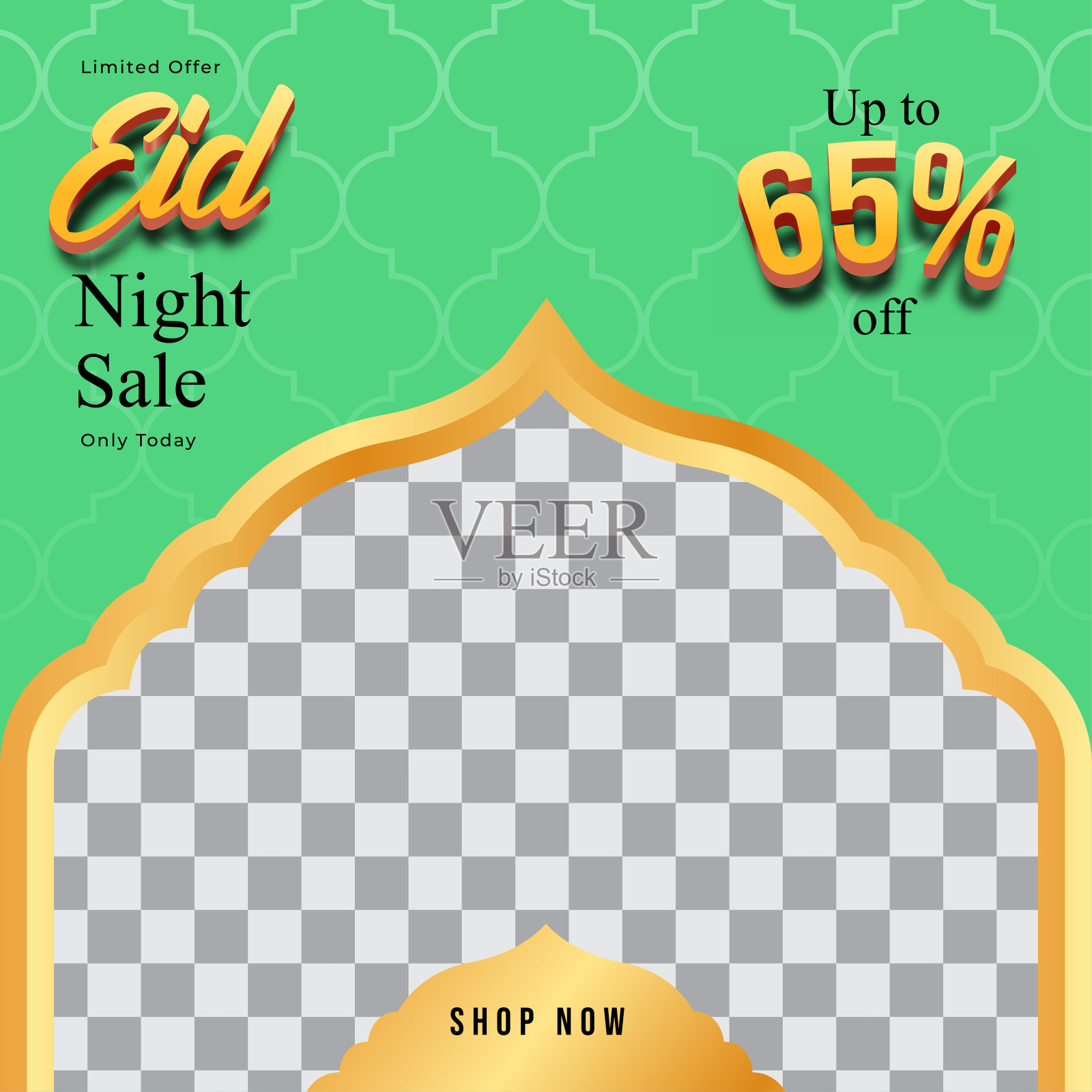 斋月销售广场横幅社交媒体张贴模板。适合社交媒体发布和网络互联网广告。可编辑的矢量插图和有组织的层。插画图片素材