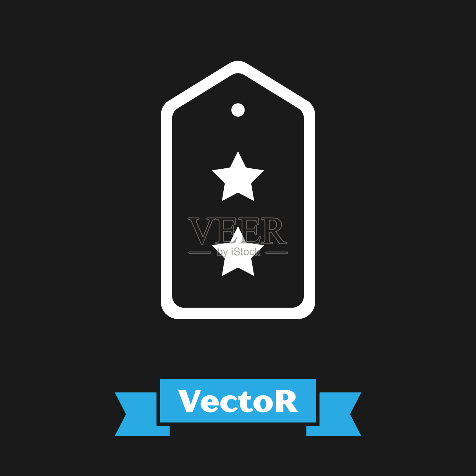 白色军衔图标孤立在黑色上插画图片素材