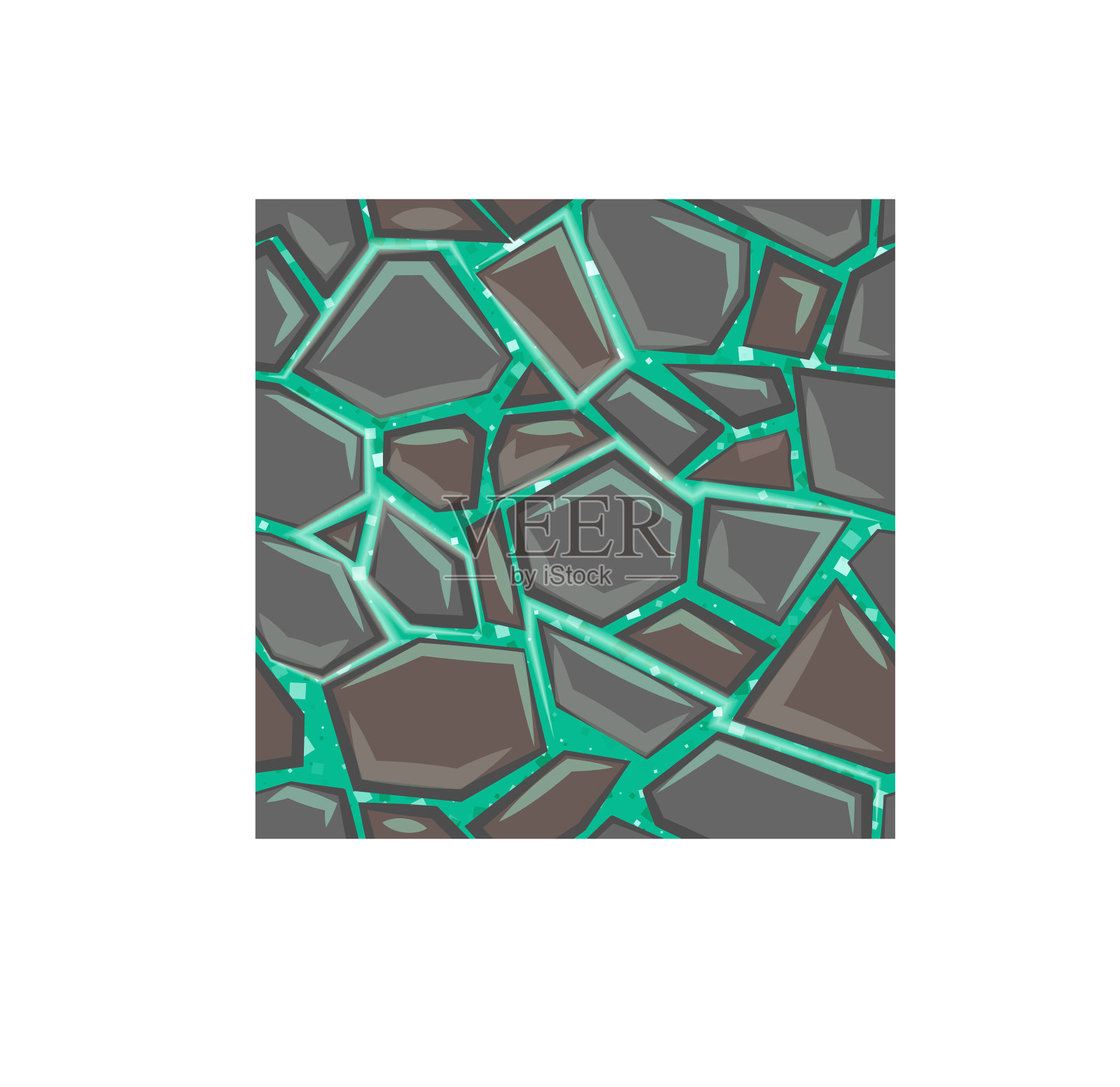 游戏地面与石头纹理隔离在白色插画图片素材