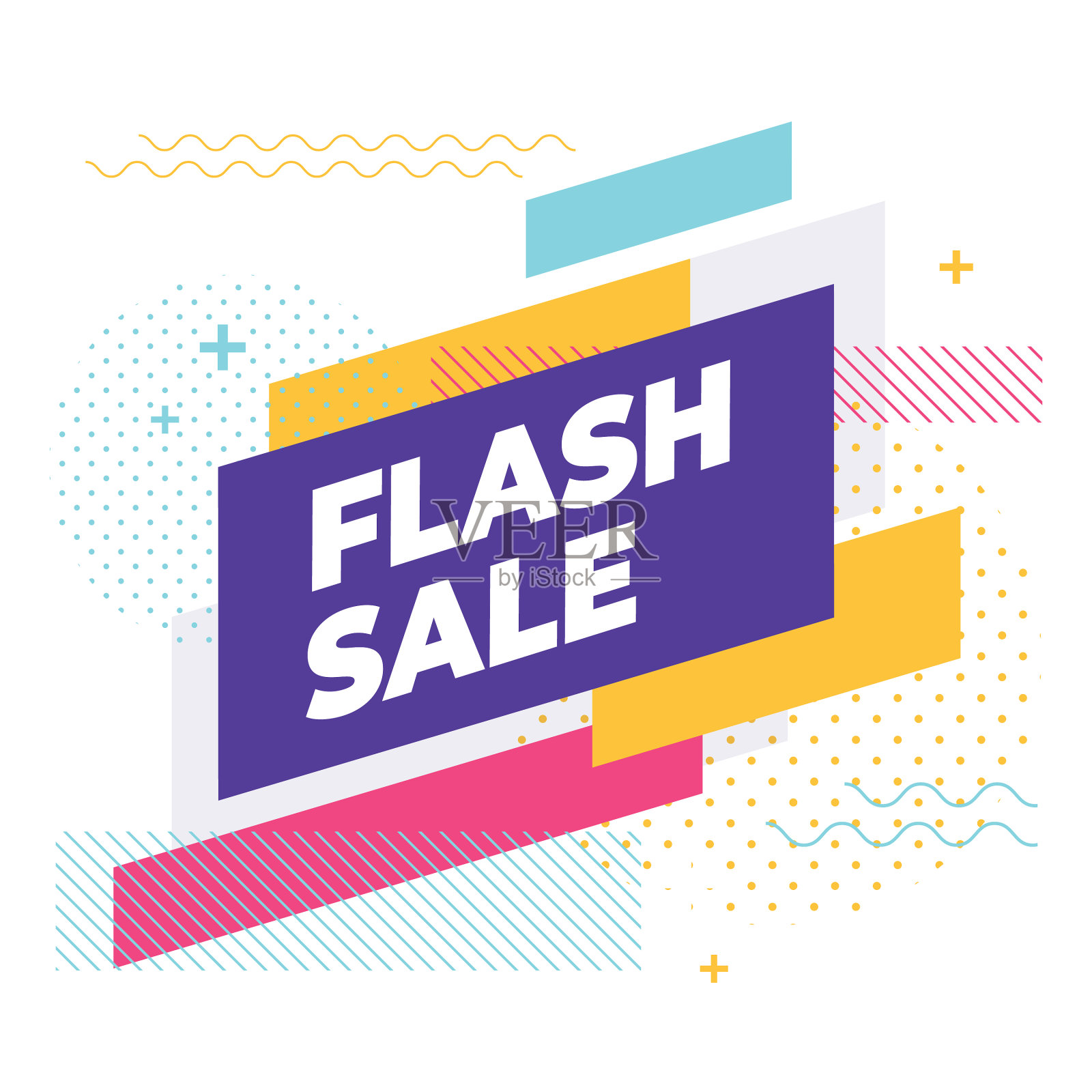 有彩色几何形状横幅的限时抢购设计元素图片