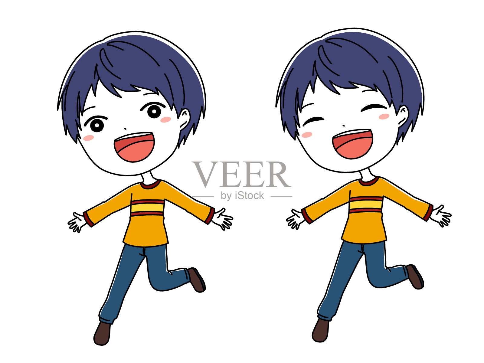 一个跳跃的男孩的插图设计元素图片