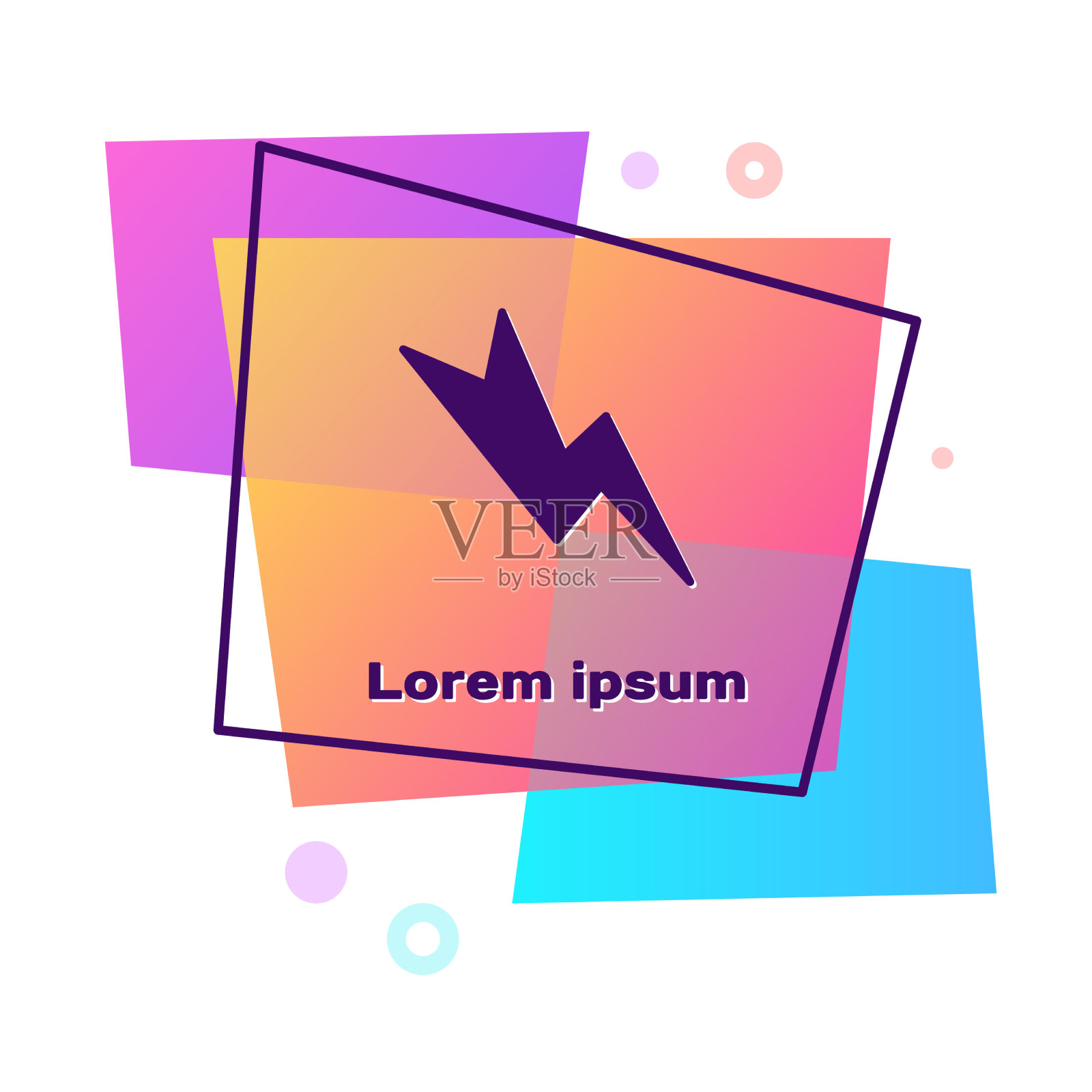 紫色闪电螺栓图标孤立在白色插画图片素材