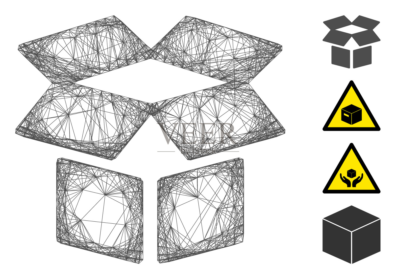 阴影开箱网格插画图片素材