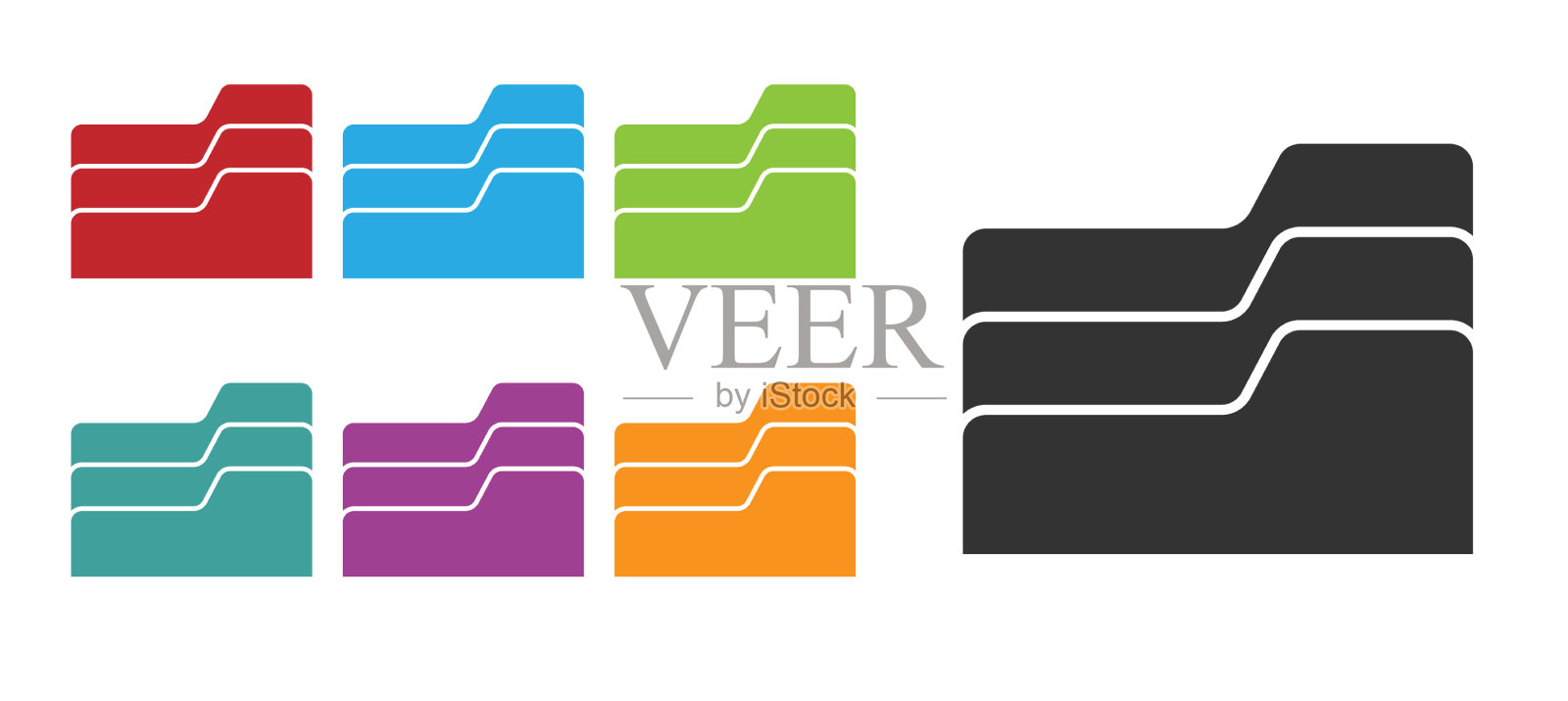 黑色文件夹图标隔离在白色上图标素材