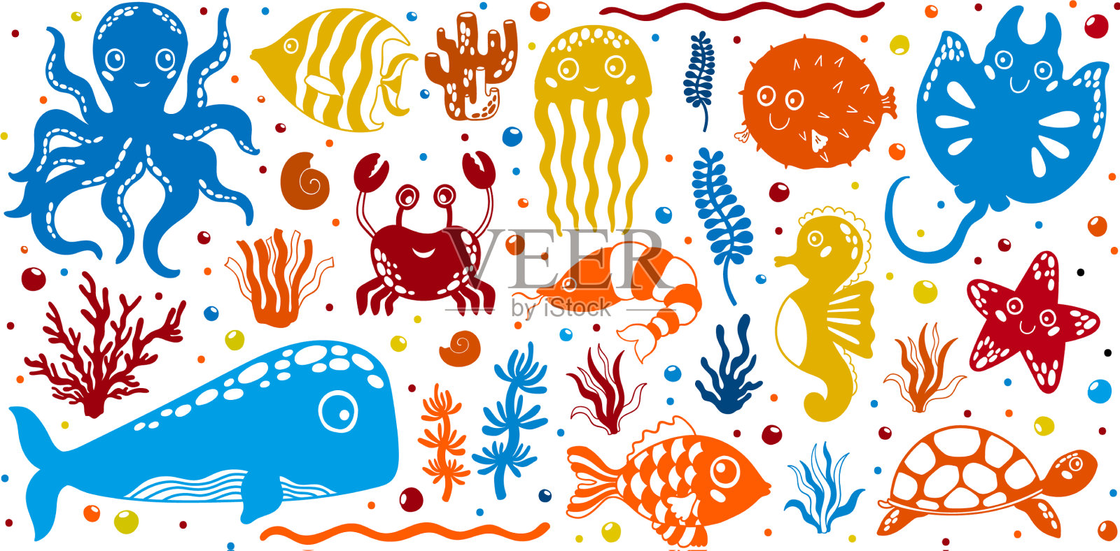 大的儿童篮子海洋水下设计元素图片