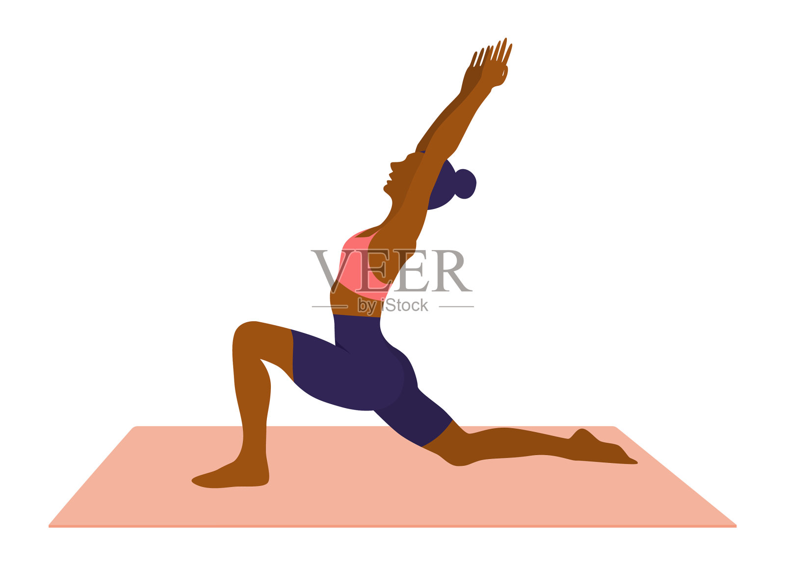 剪影女子做体式练习设计元素图片