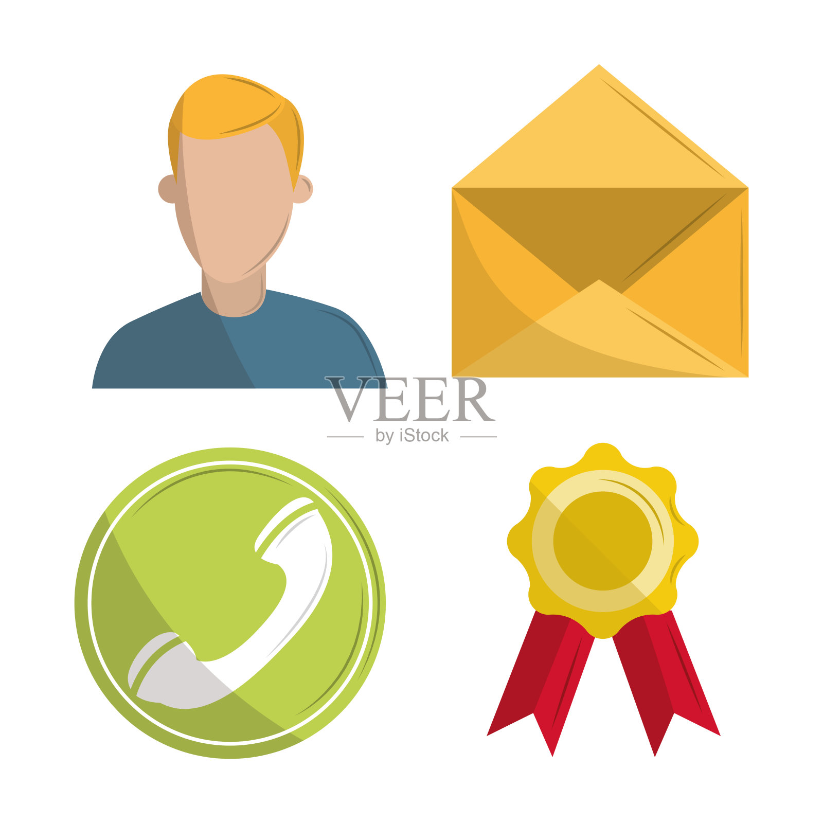 人邮件奖章插画图片素材