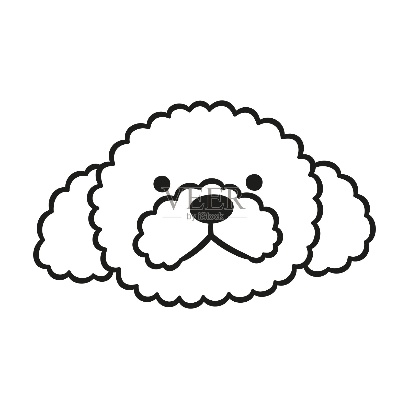 可爱的贵宾犬的脸。狗的头图标。手绘孤立矢量插图插画图片素材