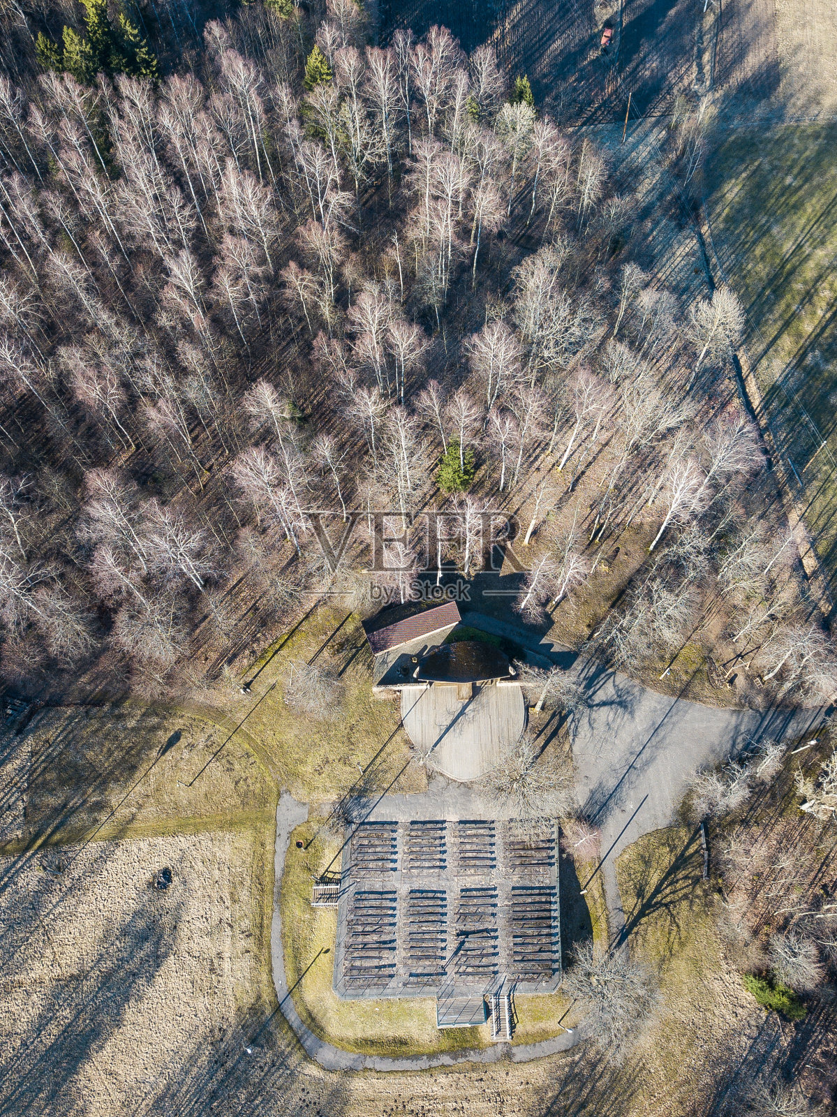拉脱维亚Varme村鸟瞰图照片摄影图片