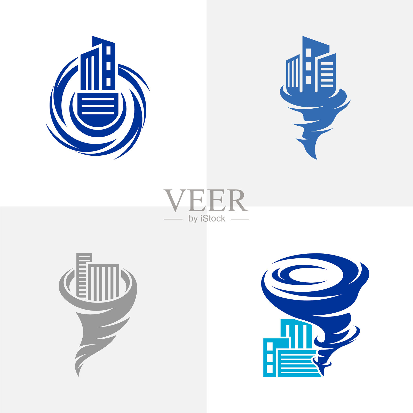 设置城市与龙卷风标志模板创意图标素材