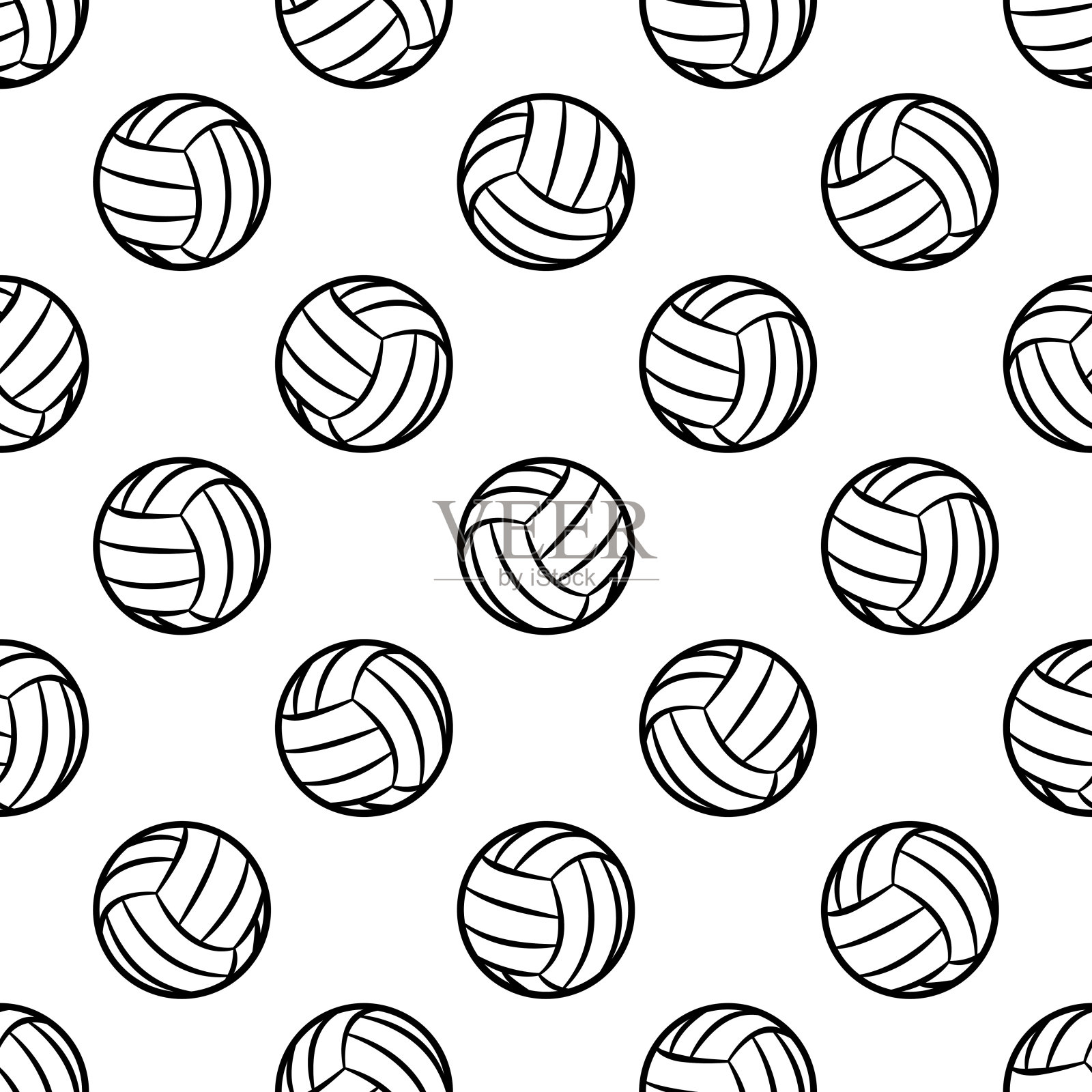 排球无缝图案设计矢量插图插画图片素材