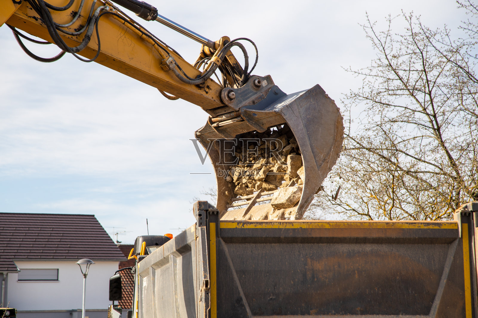 建筑工地的挖掘工作照片摄影图片