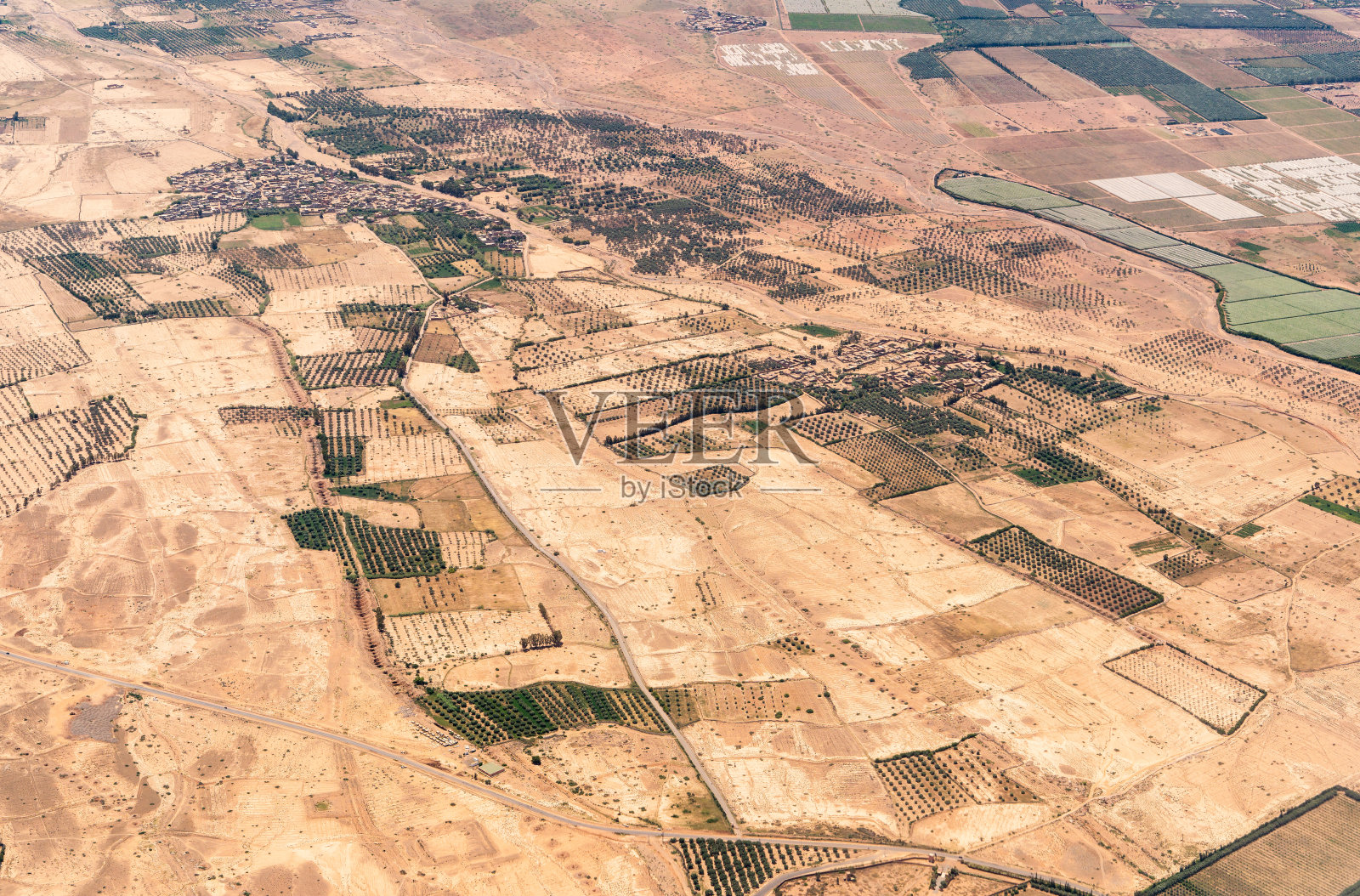 摩洛哥农田的鸟瞰图。照片摄影图片
