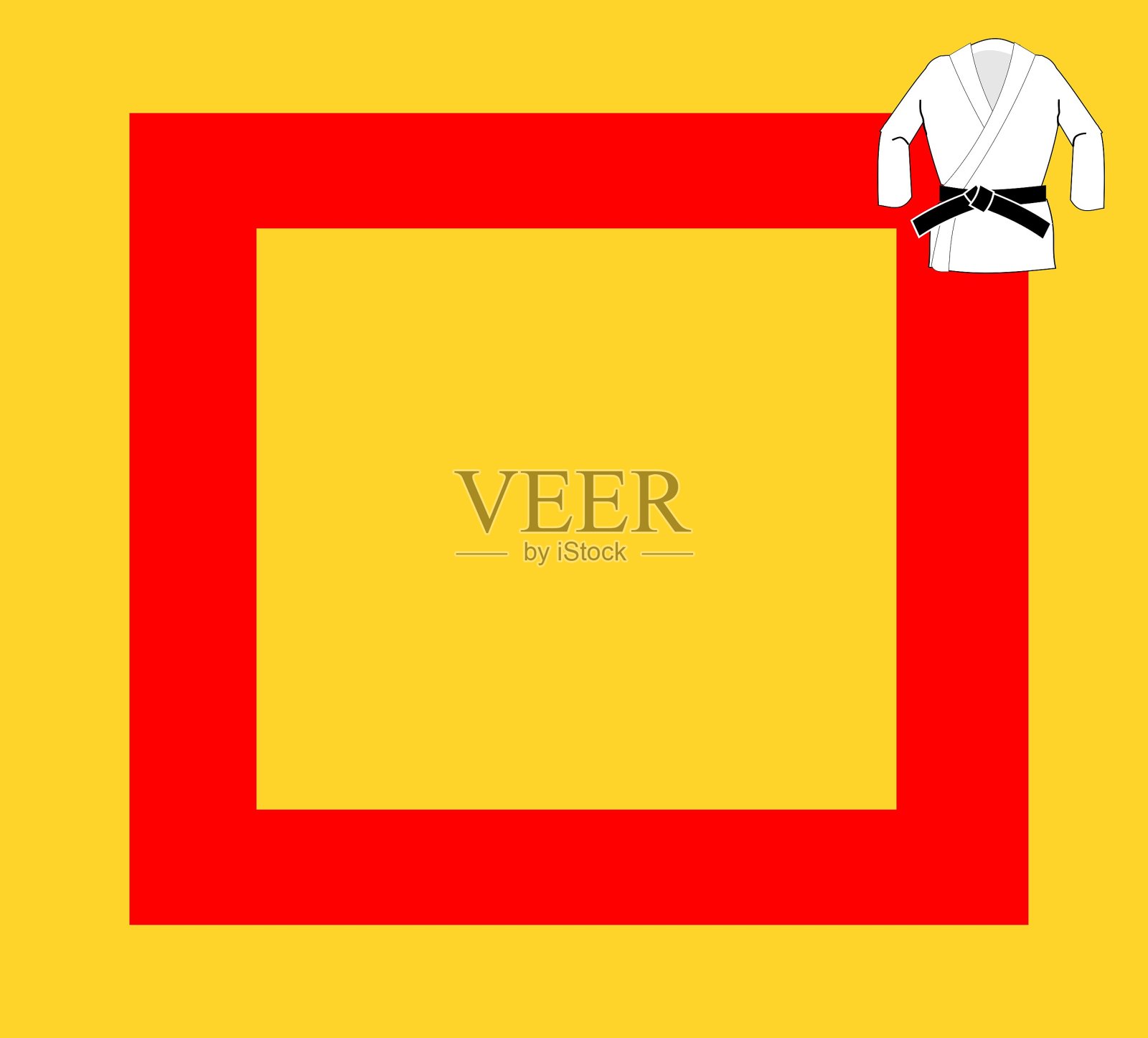 柔道榻榻米和白色狗插画图片素材