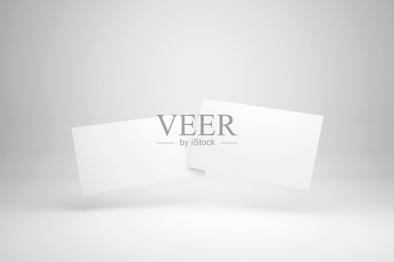 白色名片模型模板与剪切路径包括。模拟设计演示品牌,企业形象。三维渲染照片摄影图片