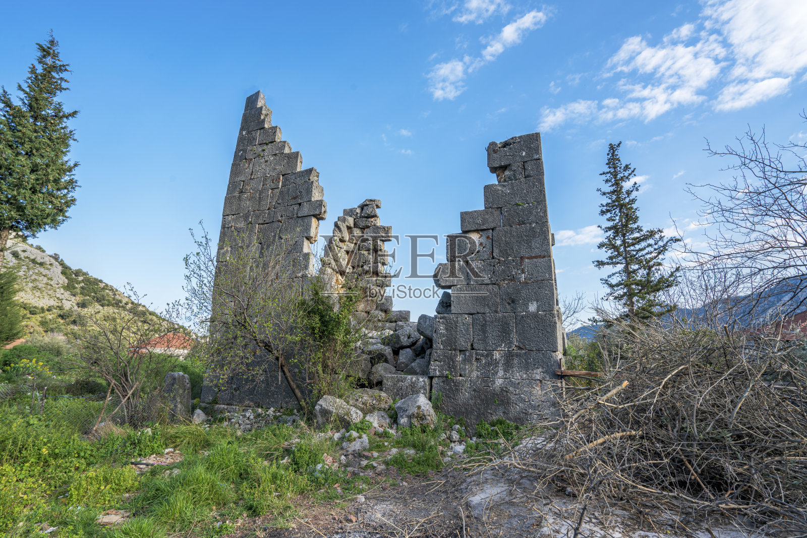 位于安塔利亚,Döşemealtı, Karakirse的古建筑遗迹照片摄影图片