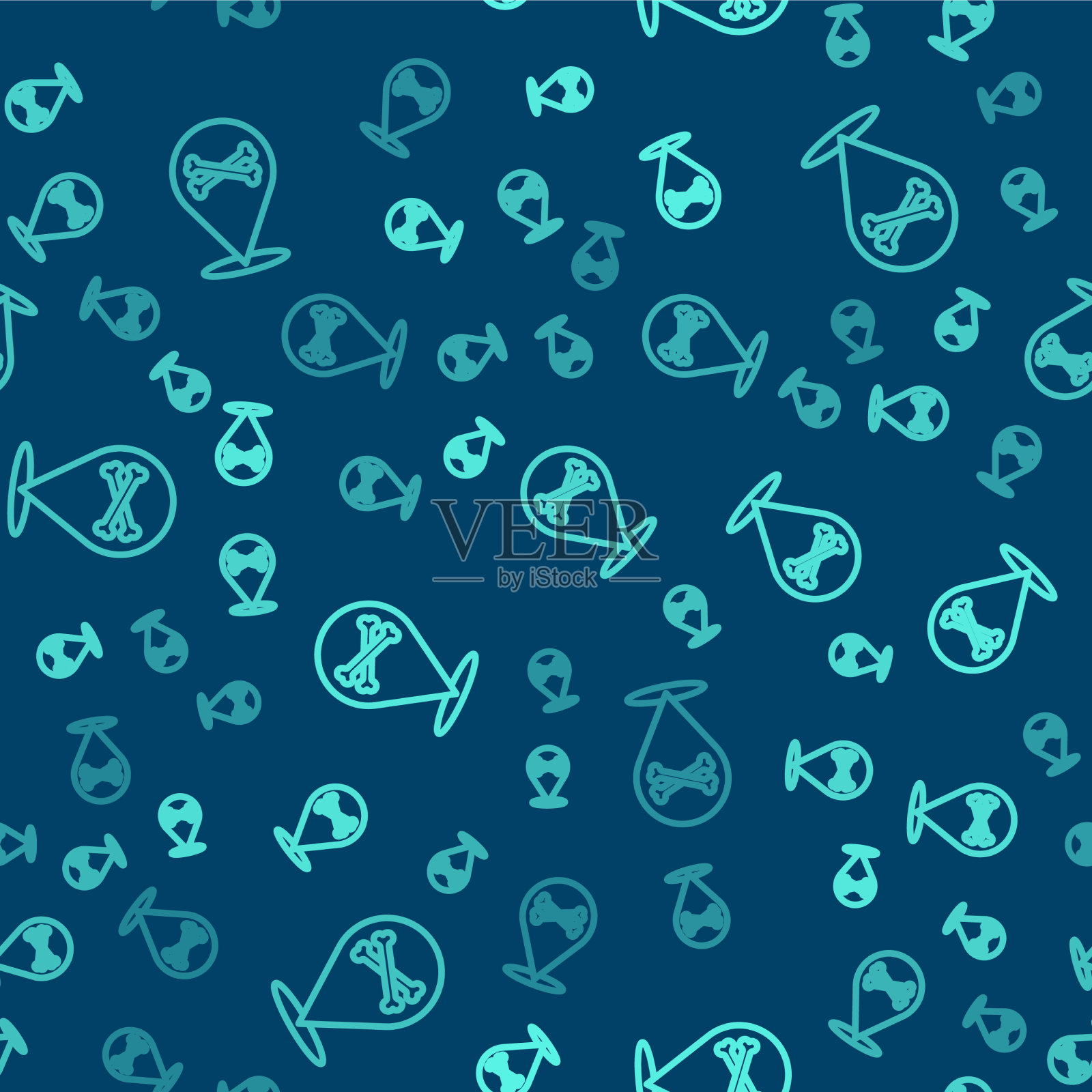 绿线定位海盗图标隔离无缝插画图片素材