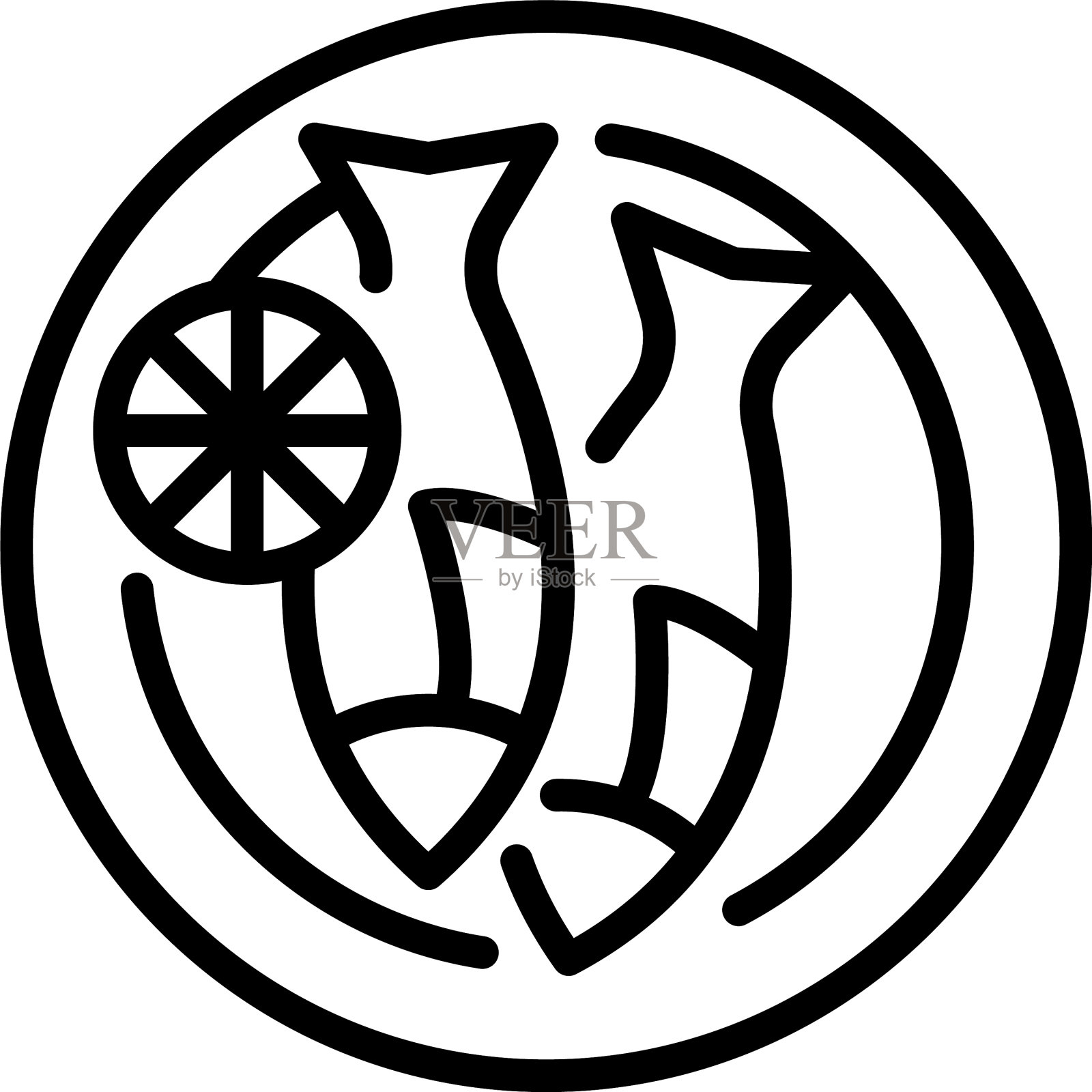 鱼食物图标轮廓风格插画图片素材