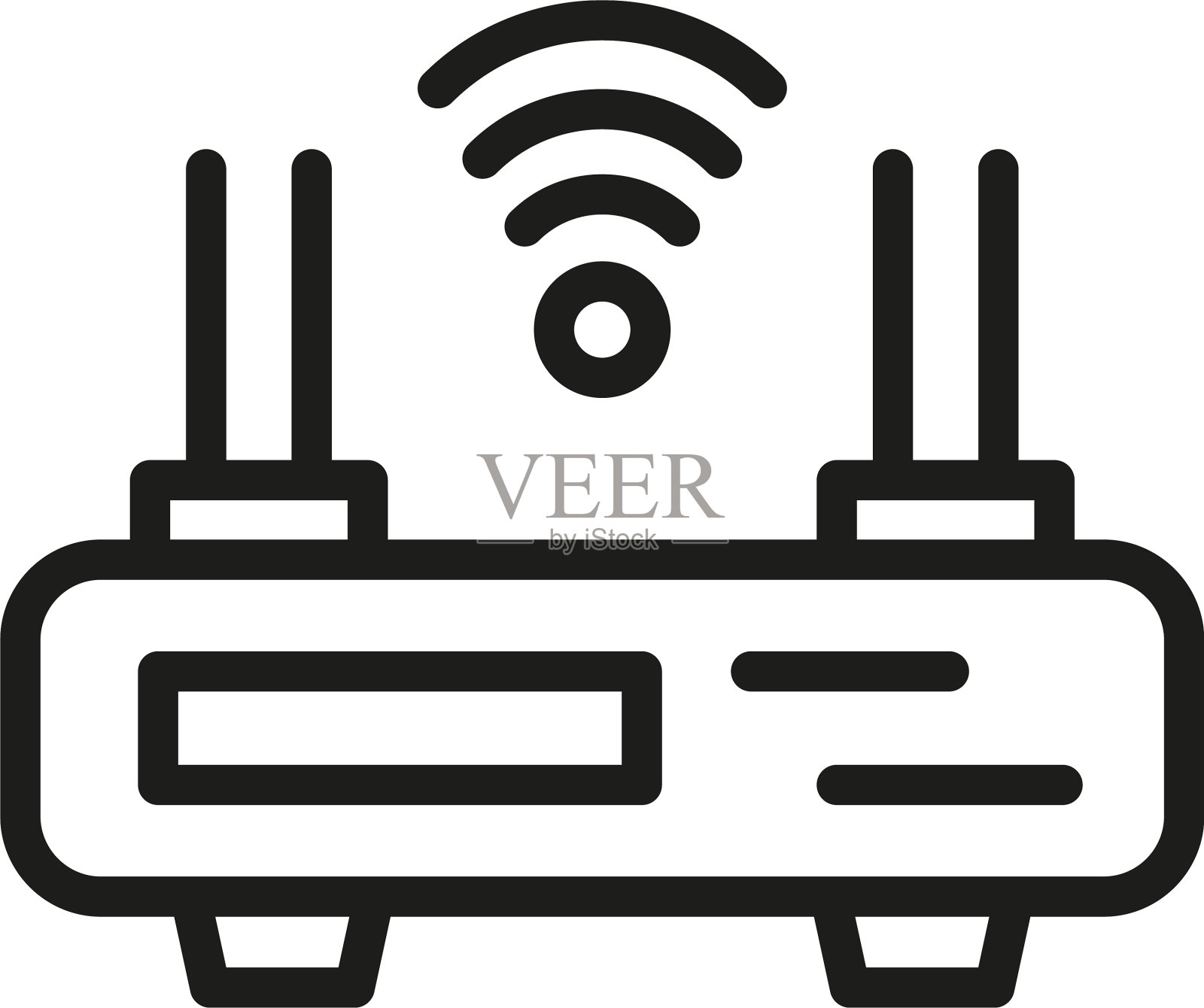 Wifi调制解调器设备图标轮廓样式插画图片素材