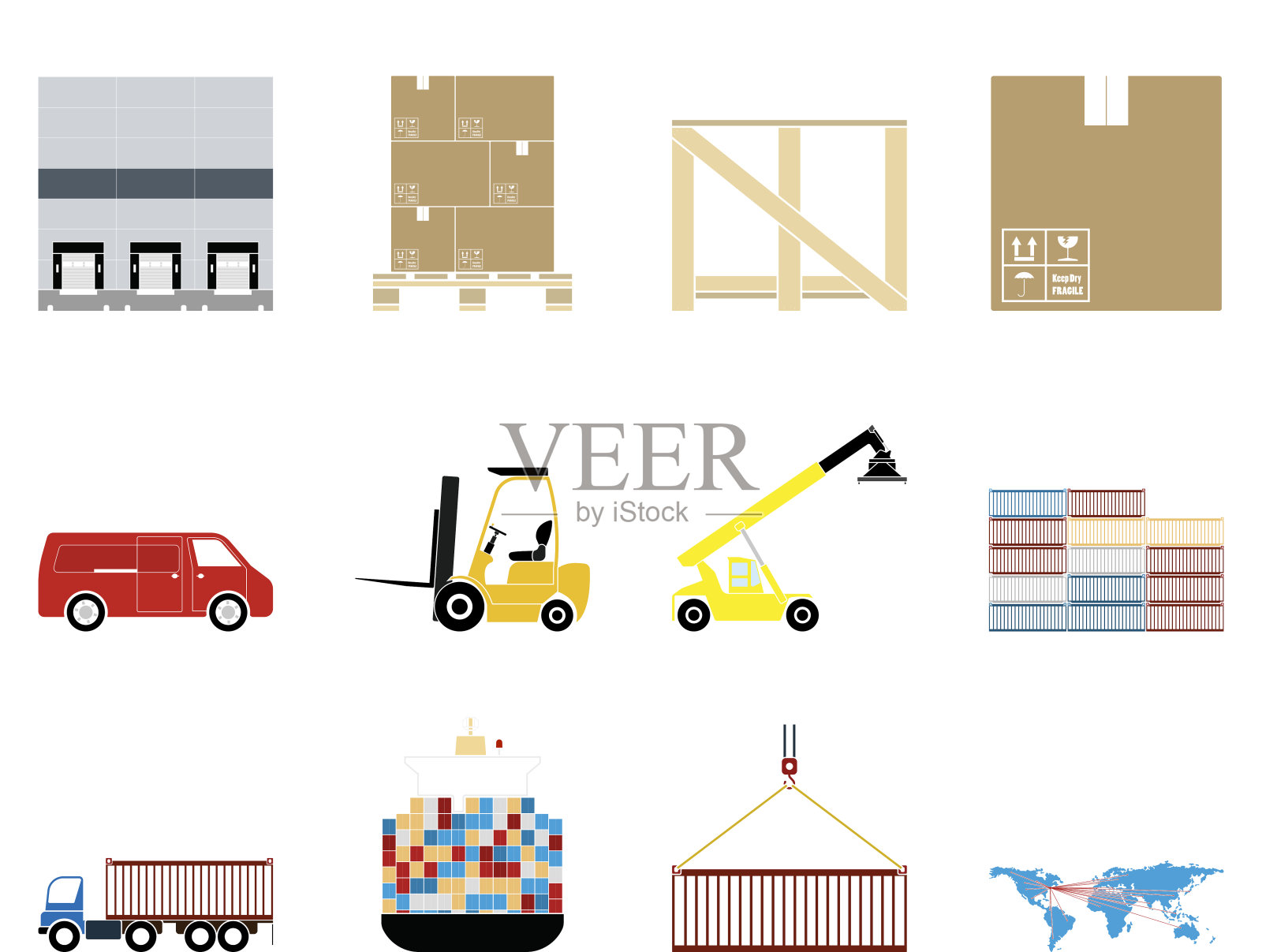 物流图标设置插画图片素材