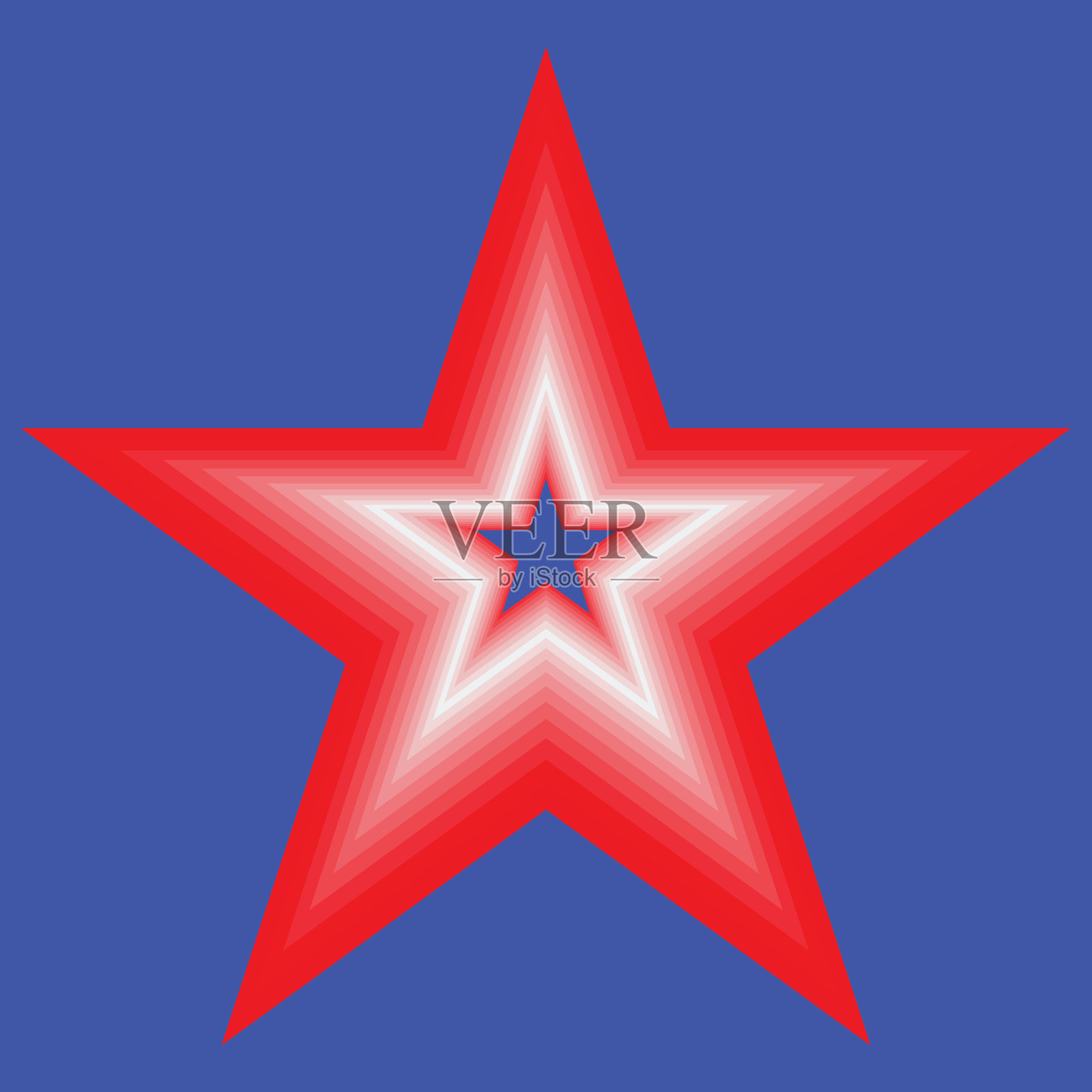 红色星星,在蓝色背景上渐变为浅粉色插画图片素材