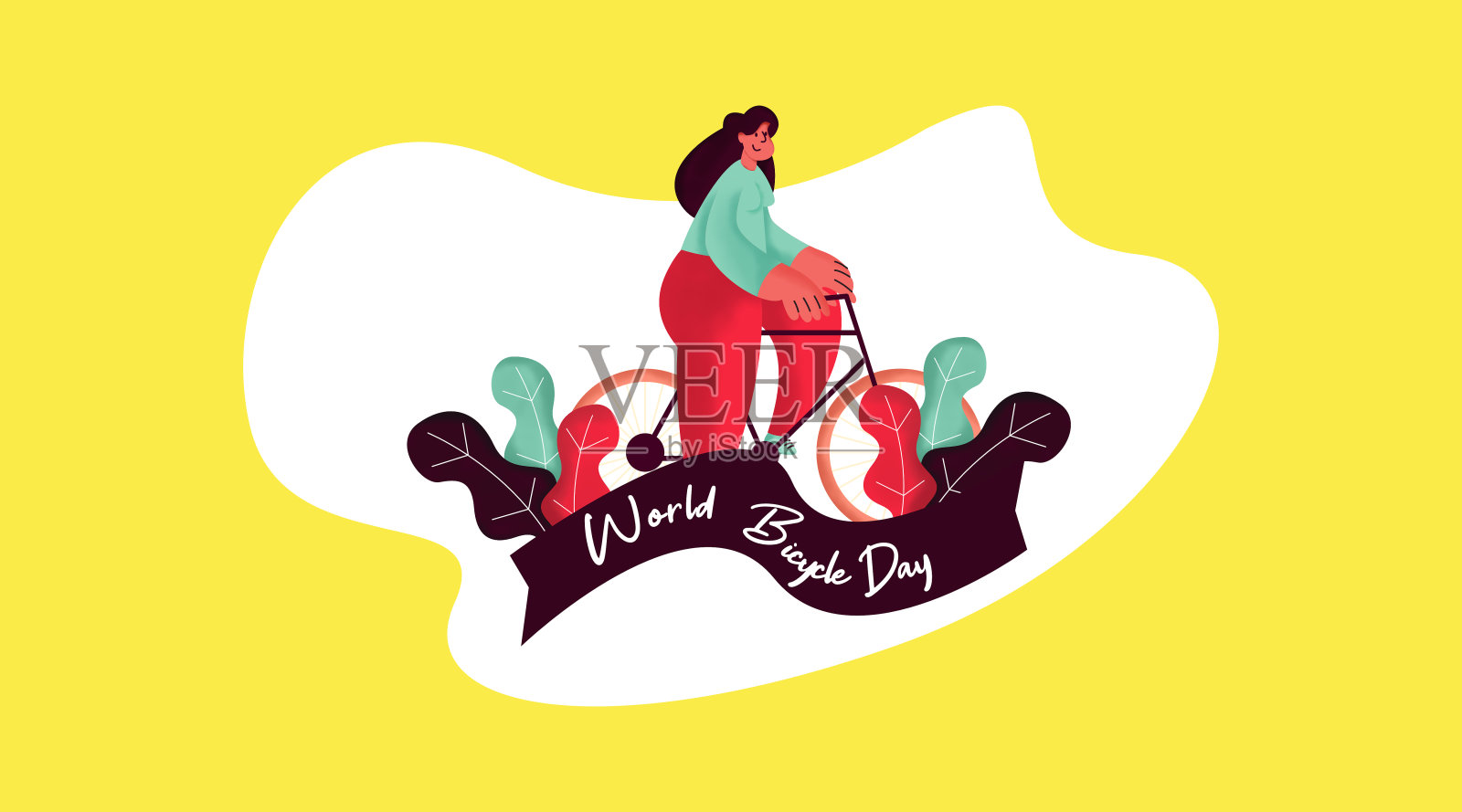 世界自行车日网页横幅和网上传单。插画图片素材