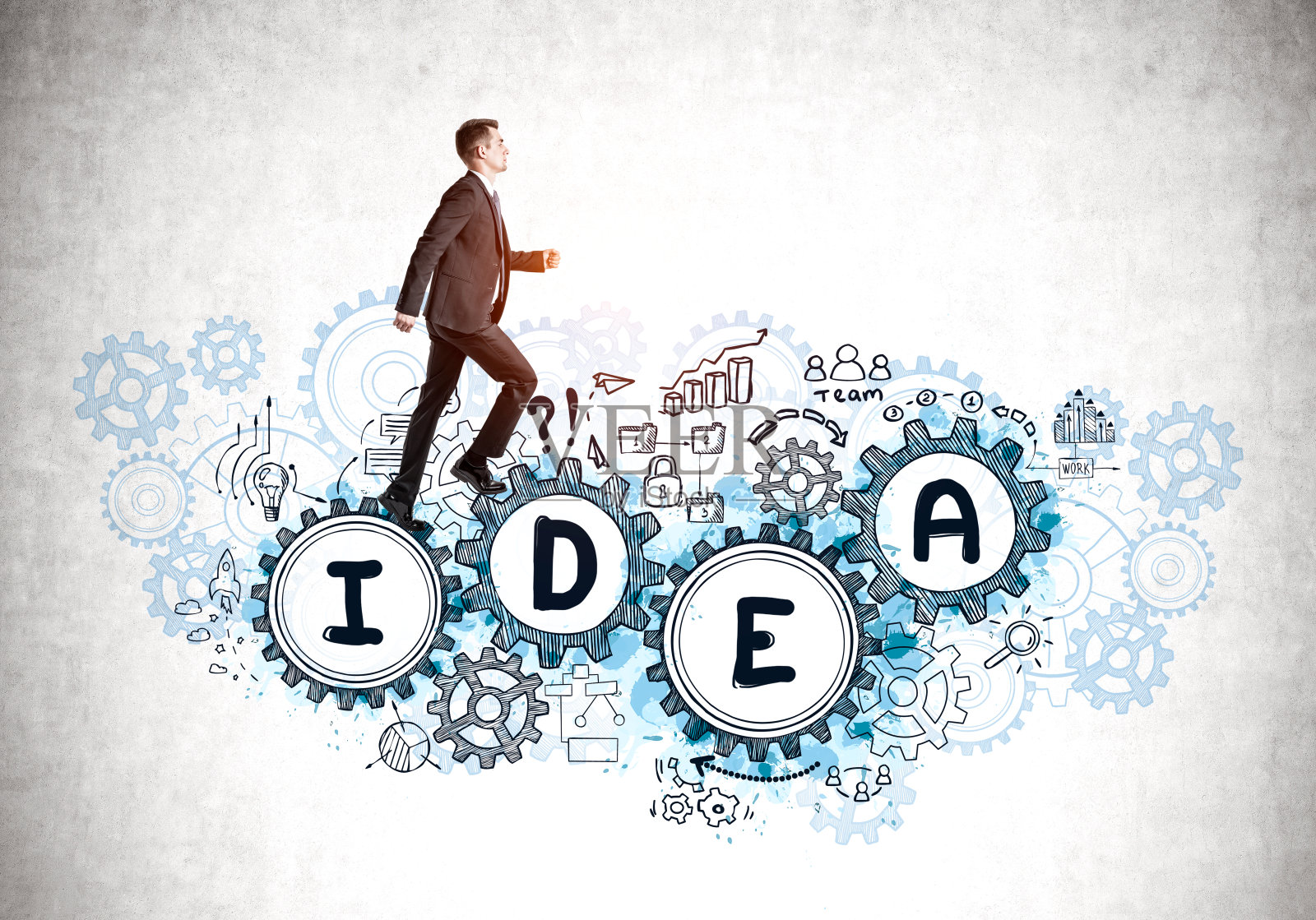 男人攀登商业创意草图照片摄影图片