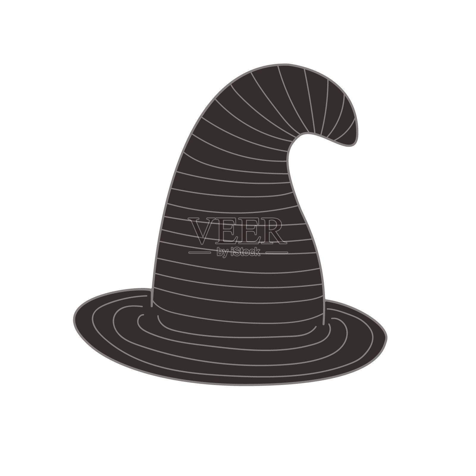 女巫帽可爱的花哨的魔术配件矢量平面风格简单的插图,隔离对象剪贴画万圣节派对装饰有用,手绘图像,卡通幽灵人物设计元素图片