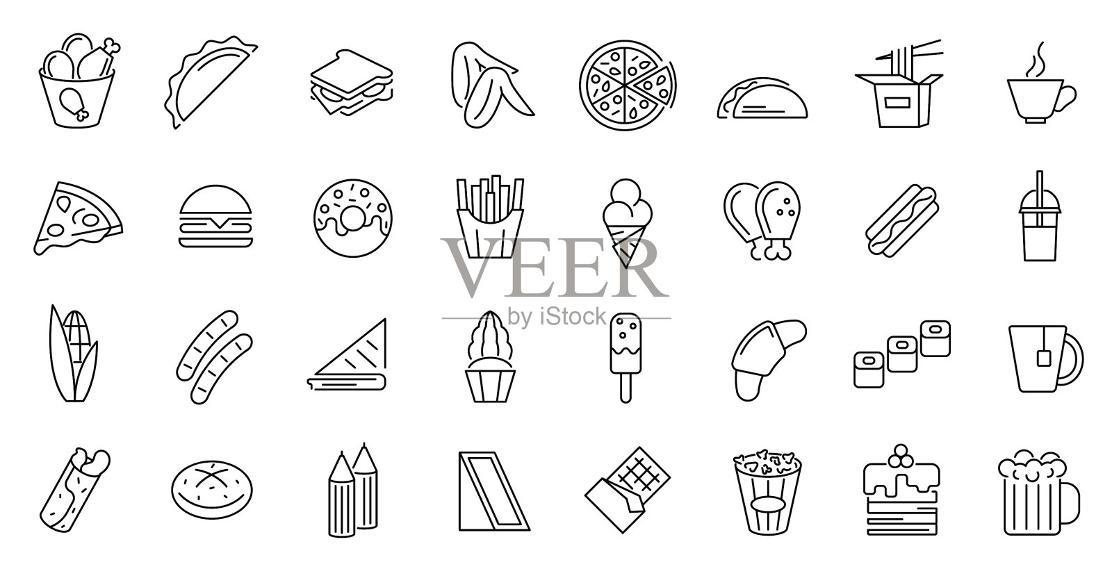 快餐标志细线图标设置图标素材