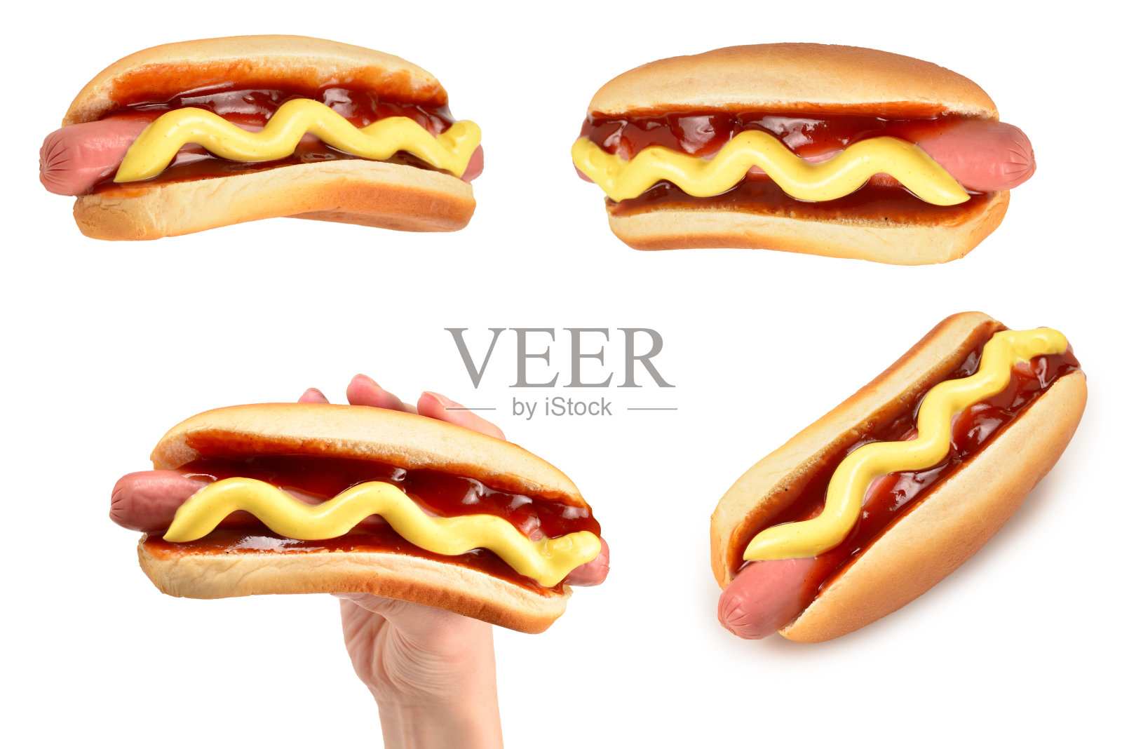 热狗孤立在白色背景上。副本的空间。照片摄影图片