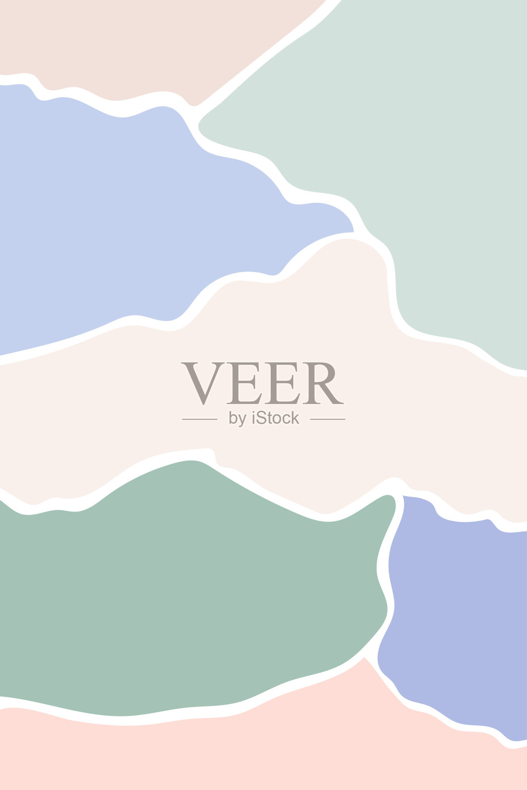 抽象景观以山、云、日出和天空为现代背景。中世纪现代极简主义艺术版画。斯堪的纳维亚海报设计在柔和的颜色插画图片素材