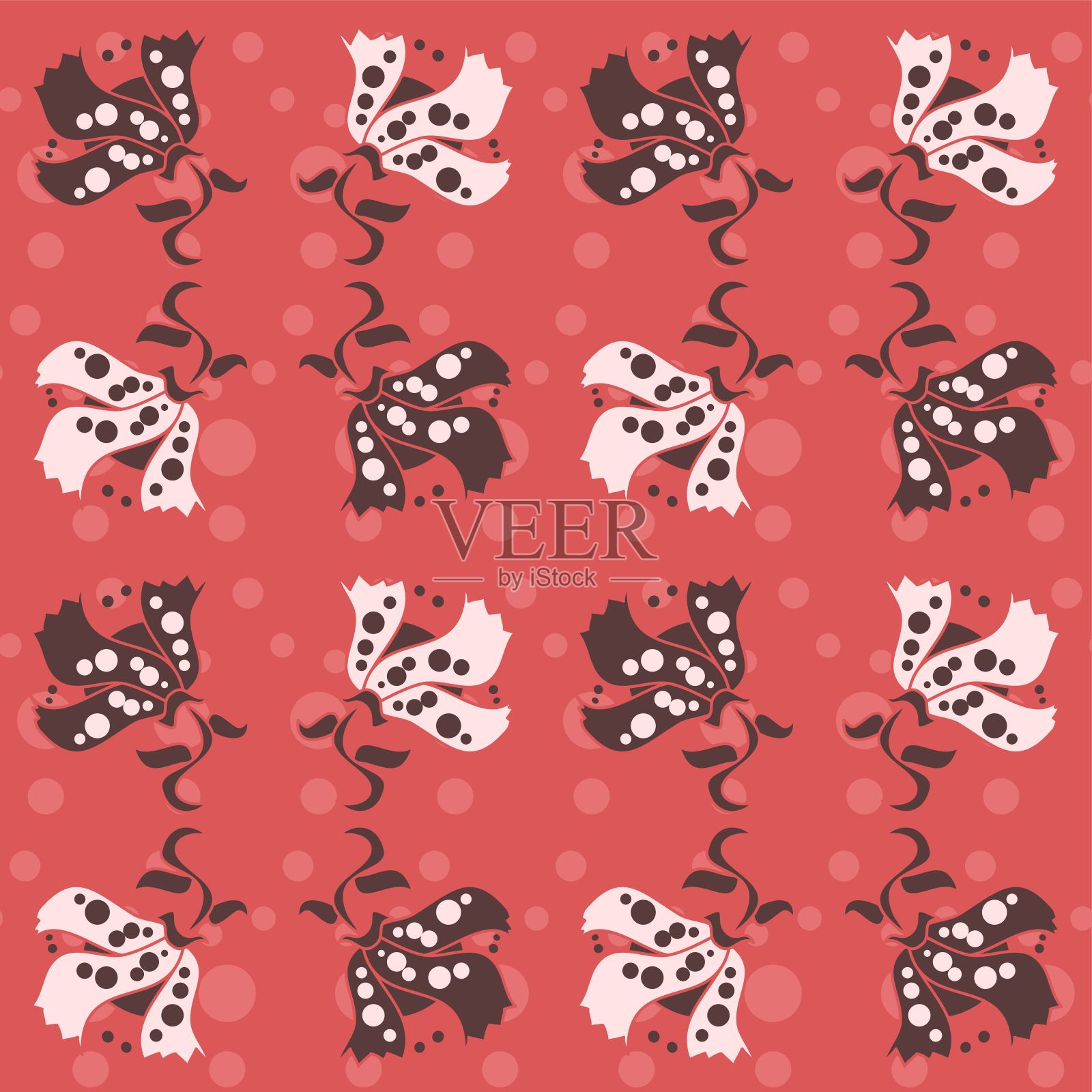 可爱的圆点花重复图案在鲑鱼粉红色插画图片素材