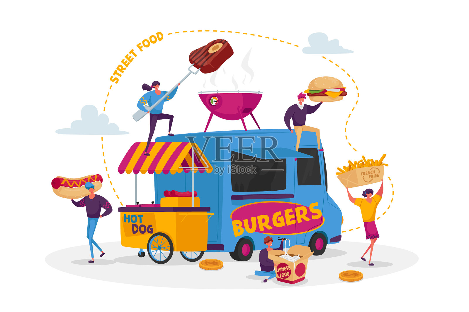 人物购买街头食品概念小人物设计元素图片