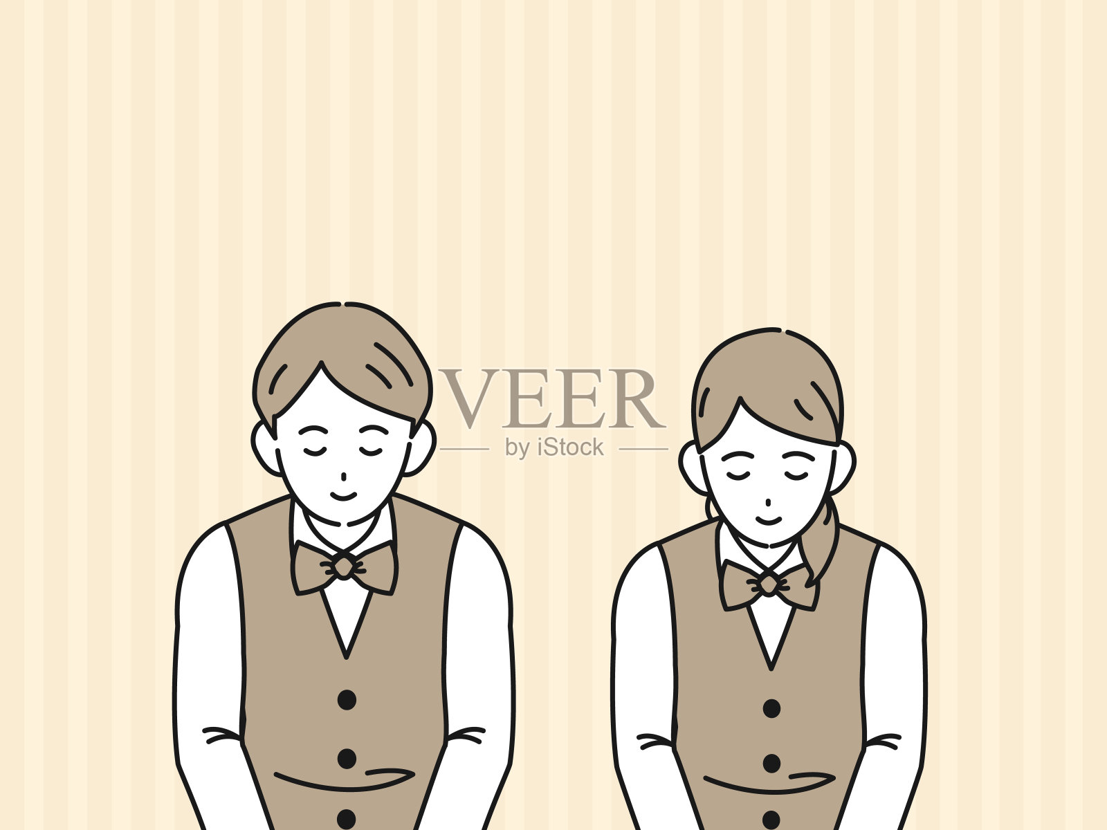 服务员鞠躬示意插画图片素材