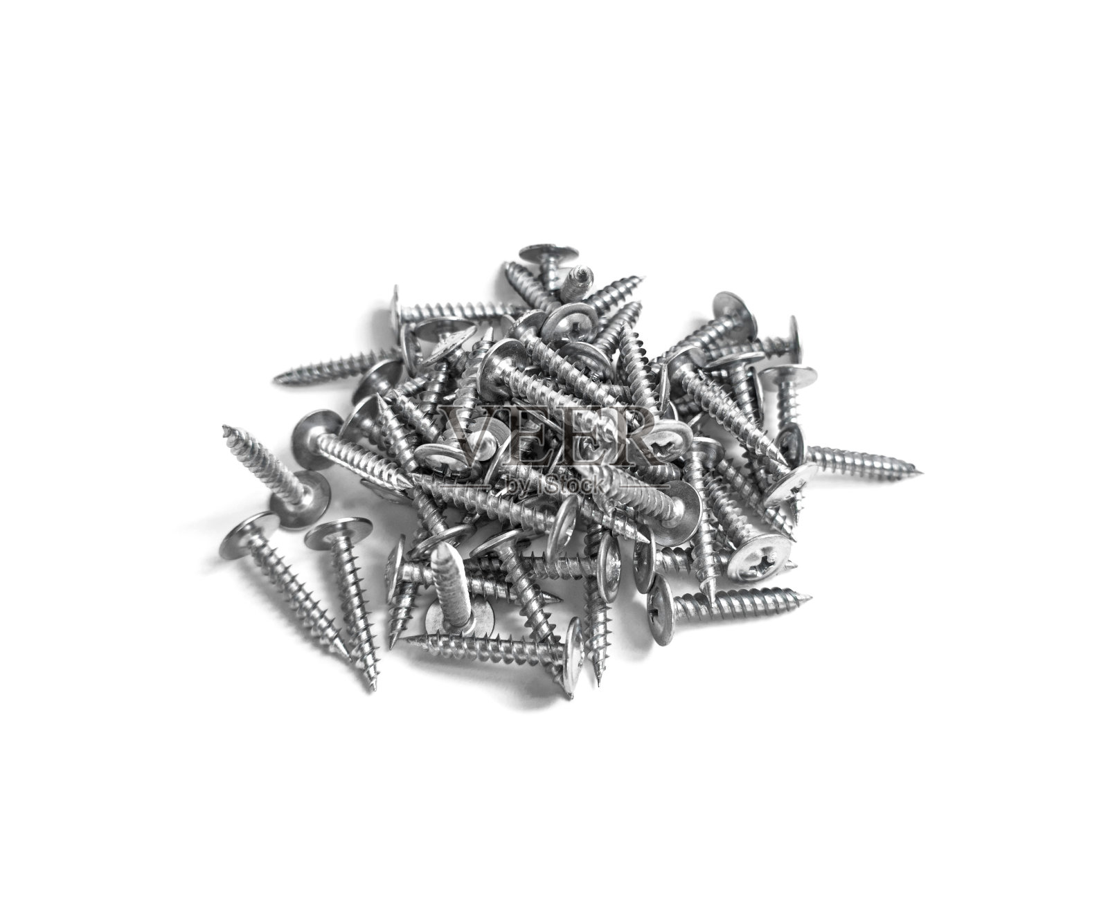 自攻钢螺钉,隔离在白色背景上照片摄影图片