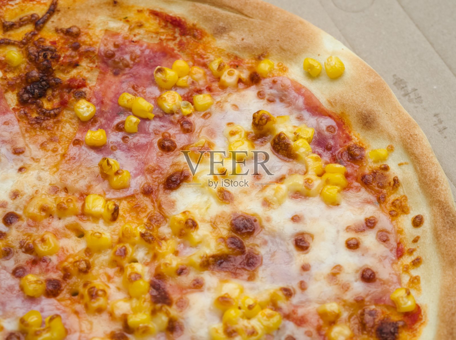 火腿玉米披萨照片摄影图片