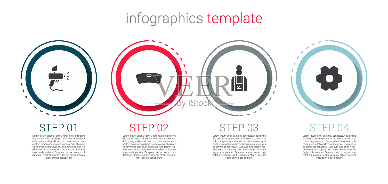 设置喷漆枪,挡风玻璃,汽车机械和齿轮。业务信息模板。向量设计模板素材