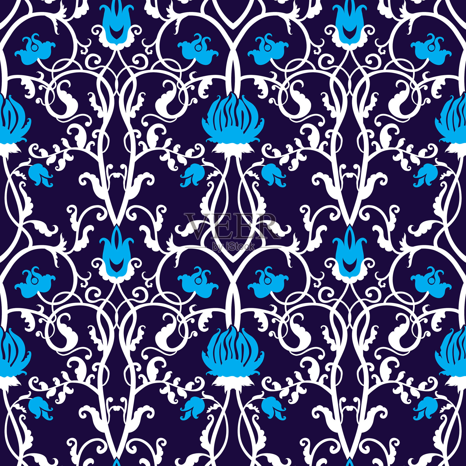 复古无缝花图案插画图片素材