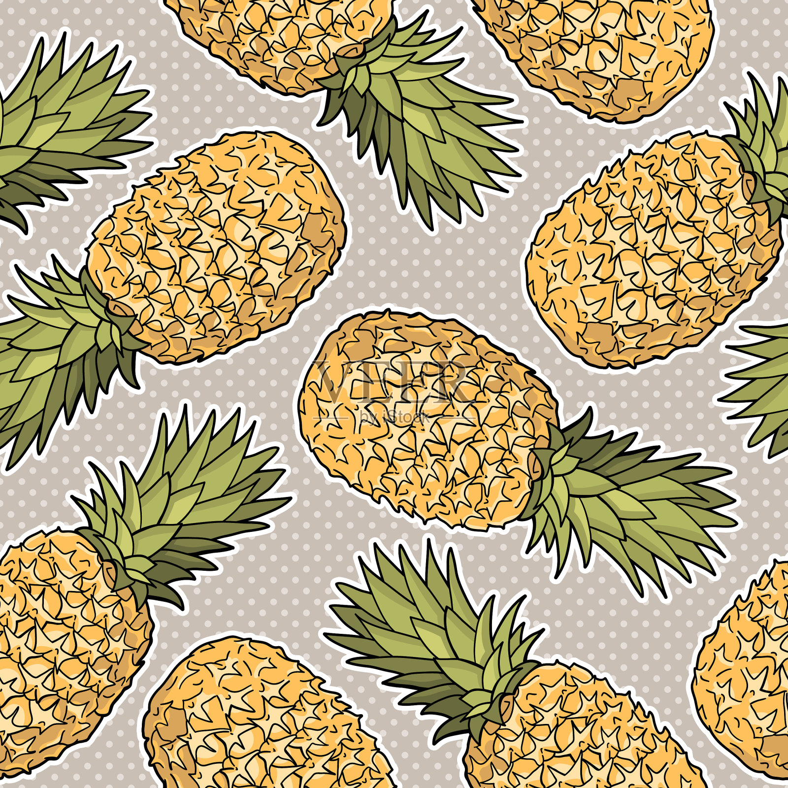 无缝图案与菠萝图形风格化插画图片素材