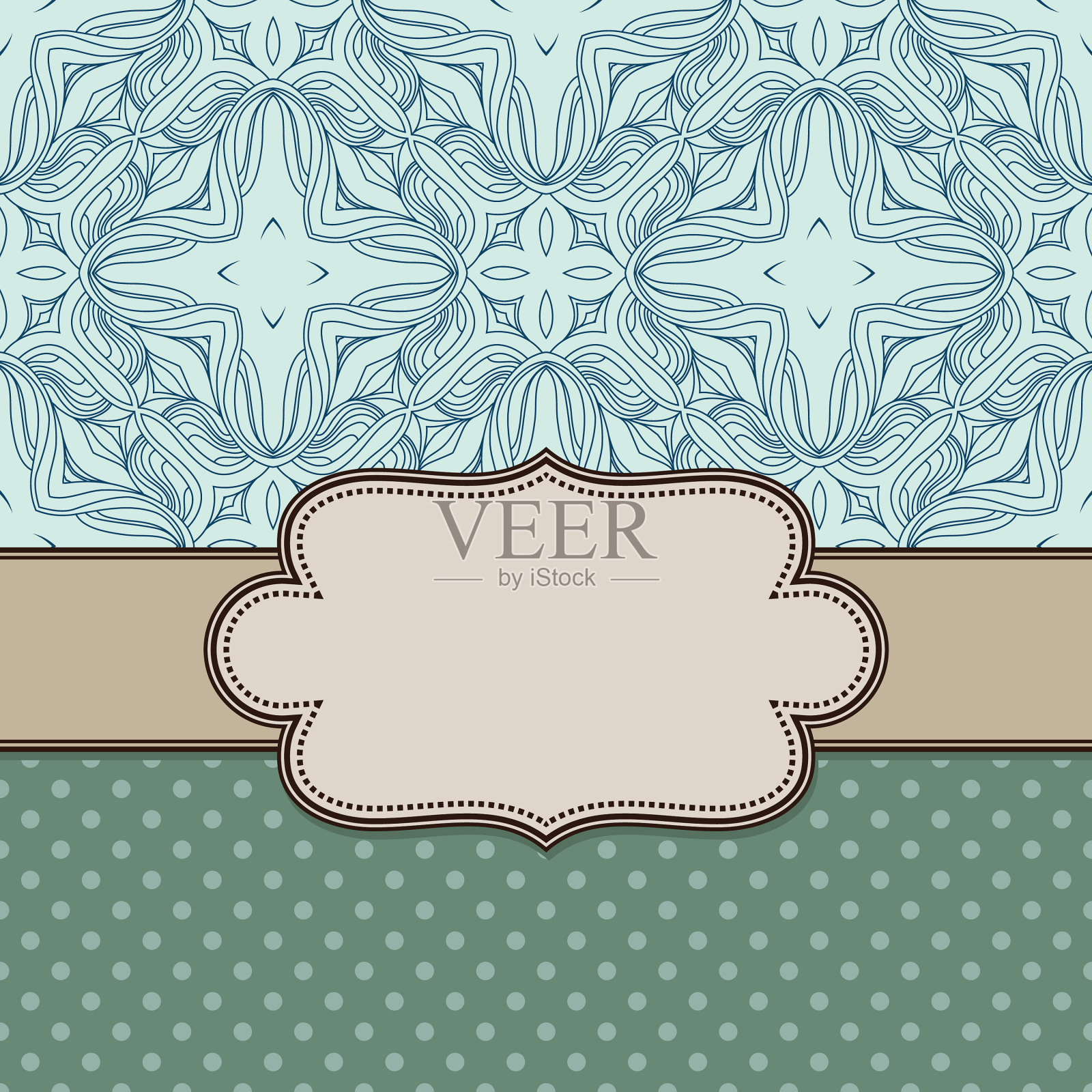 复古抽象花框架与文本的地方插画图片素材