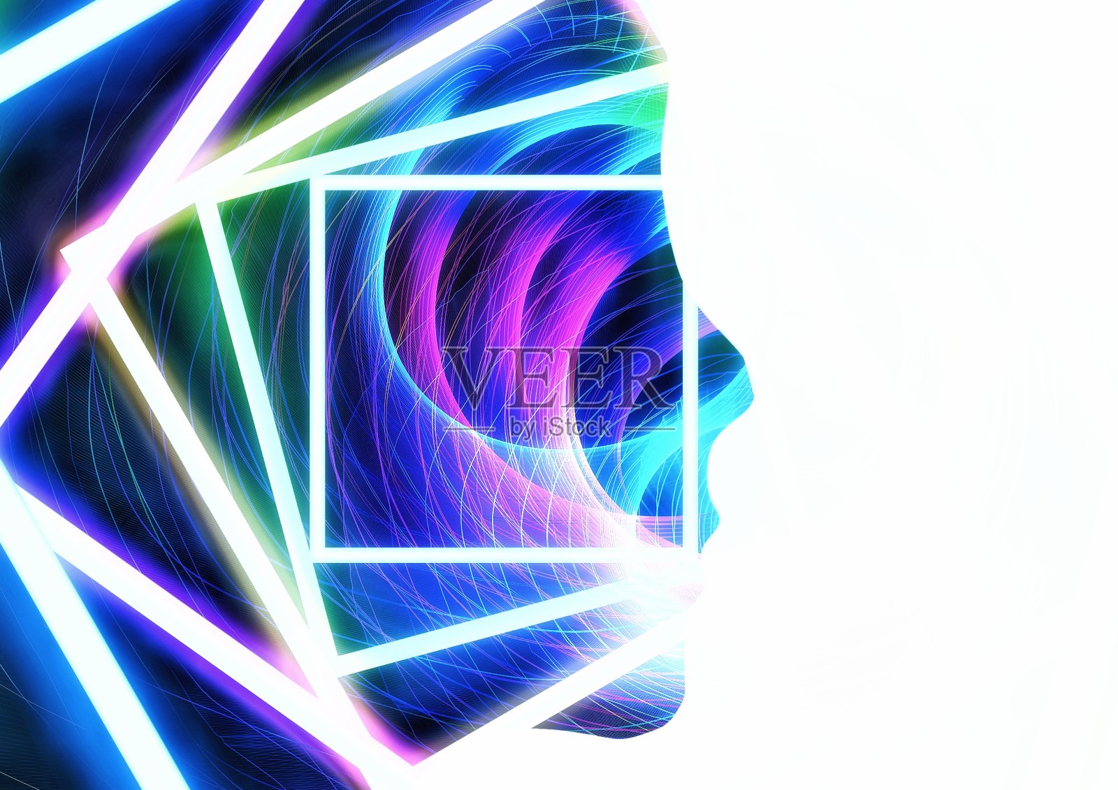 一个抽象的人的侧面的3D插图照片摄影图片